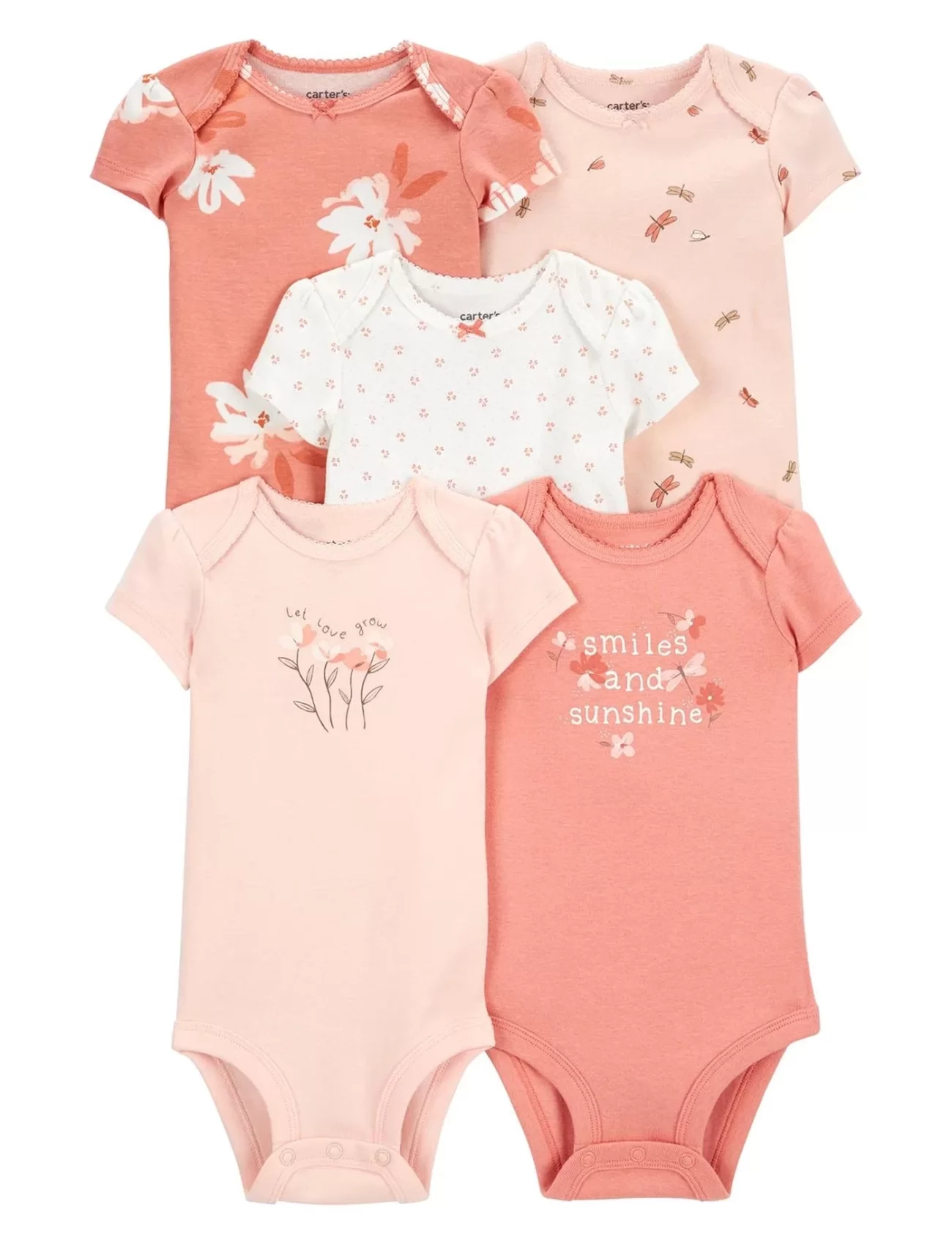 Carters Layette Kız Bebek 5Li Kısa Kol Body 1P565710 Karışık Renkli