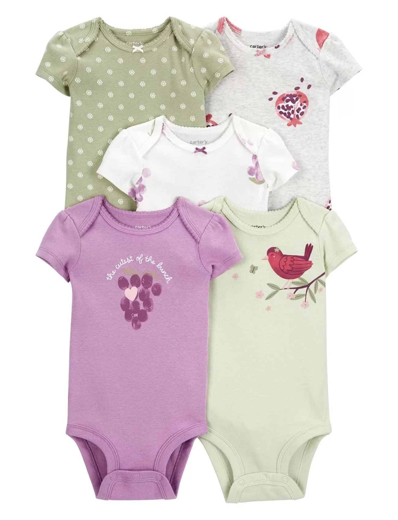 Carters Layette Kız Bebek 5Li Kısa Kol Body 1P566110 Karışık Renkli