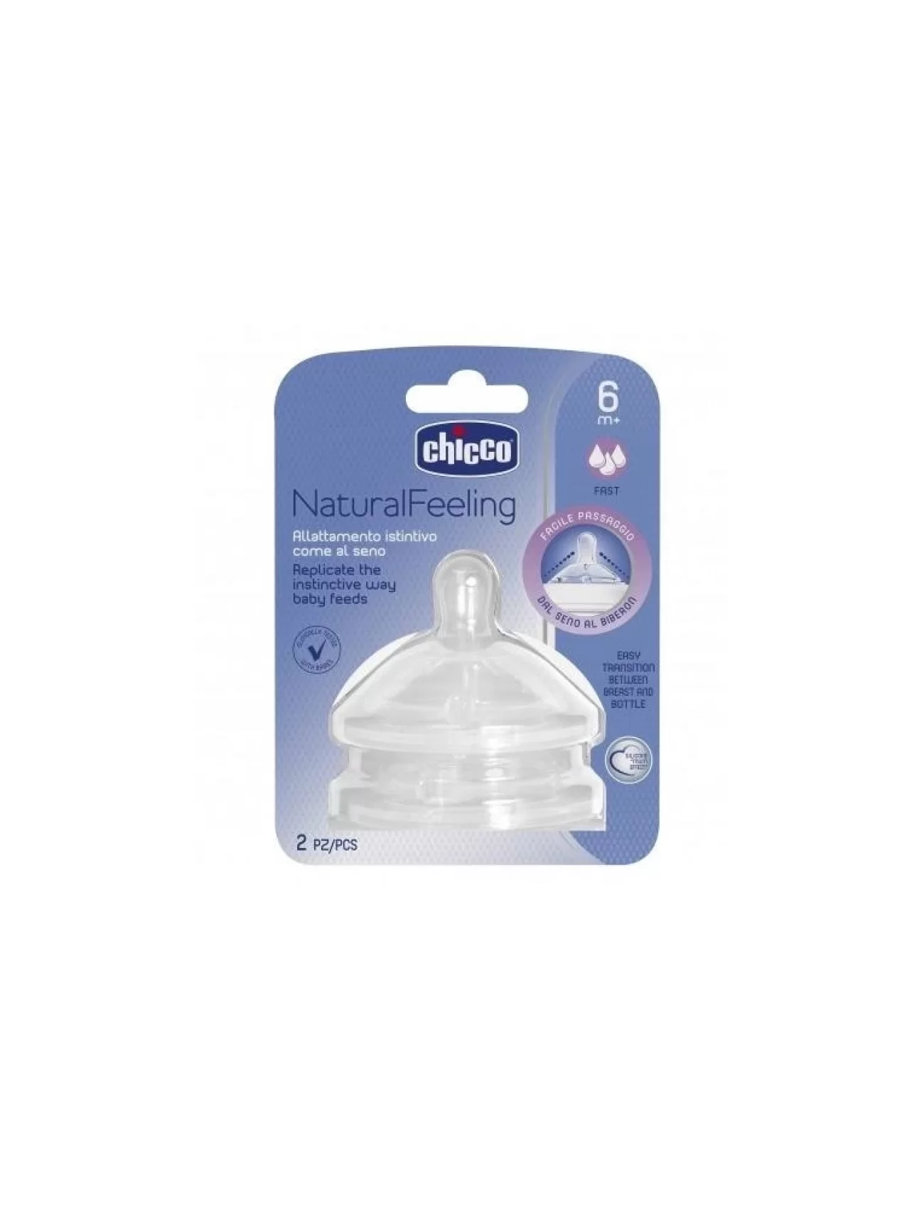 Chicco NaturalFeeling Biberon Emziği 6 Ay+ Hızlı Akış 2li