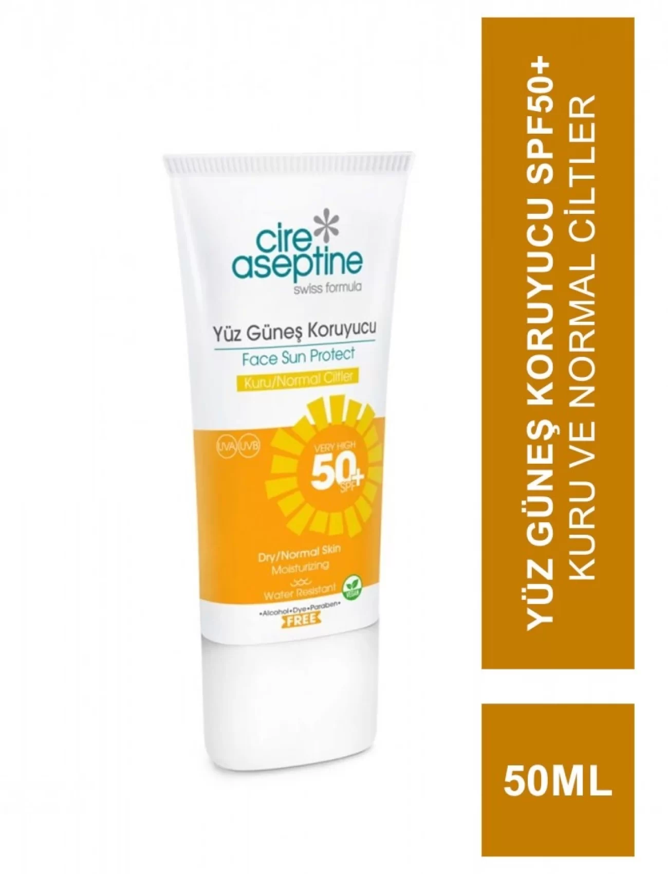 Cire Aseptine Sun Yüz Güneş Koruyucu Krem Kuru ve Normal Ciltler 50 SPF 50ml