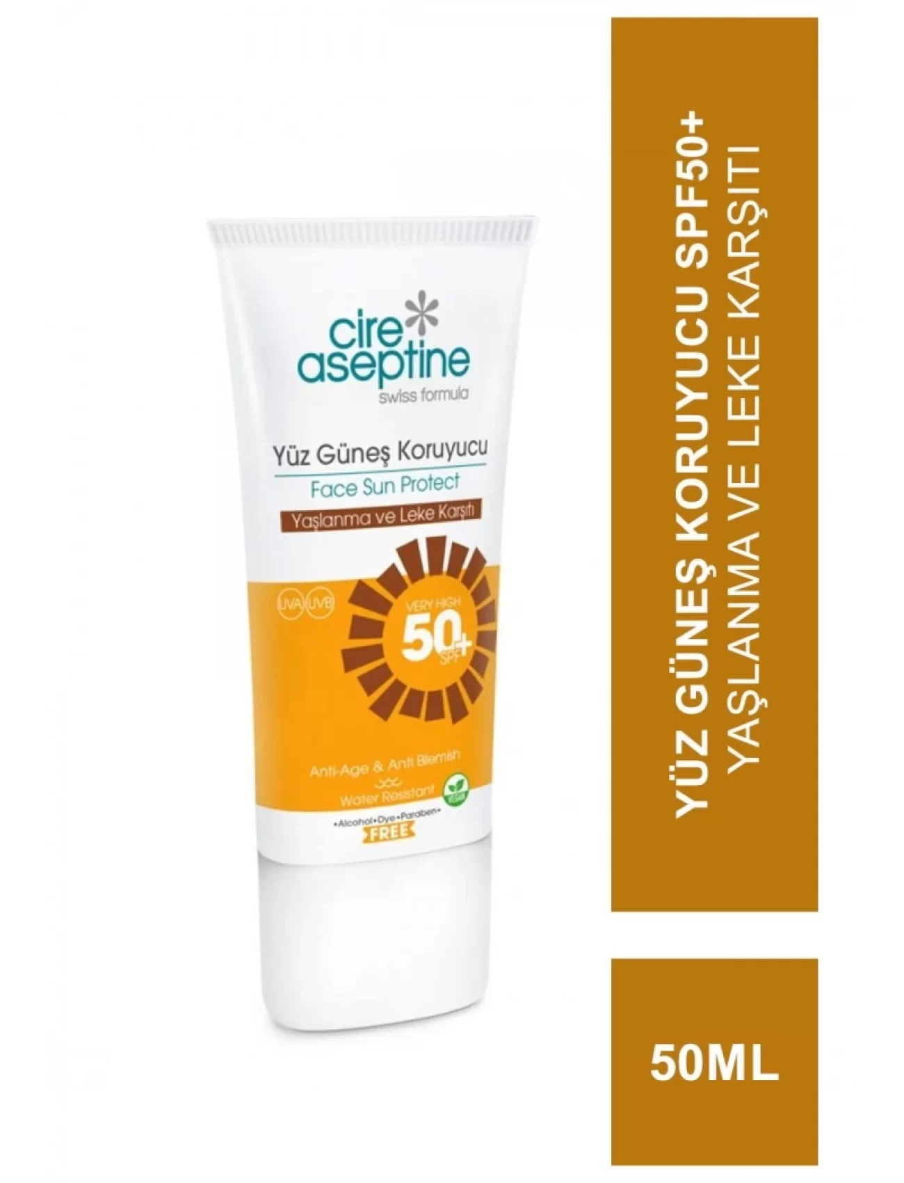 Cire Aseptine Sun Yüz Güneş Koruyucu Yaşlanma ve Leke Karşıtı Krem 50 SPF 50ml