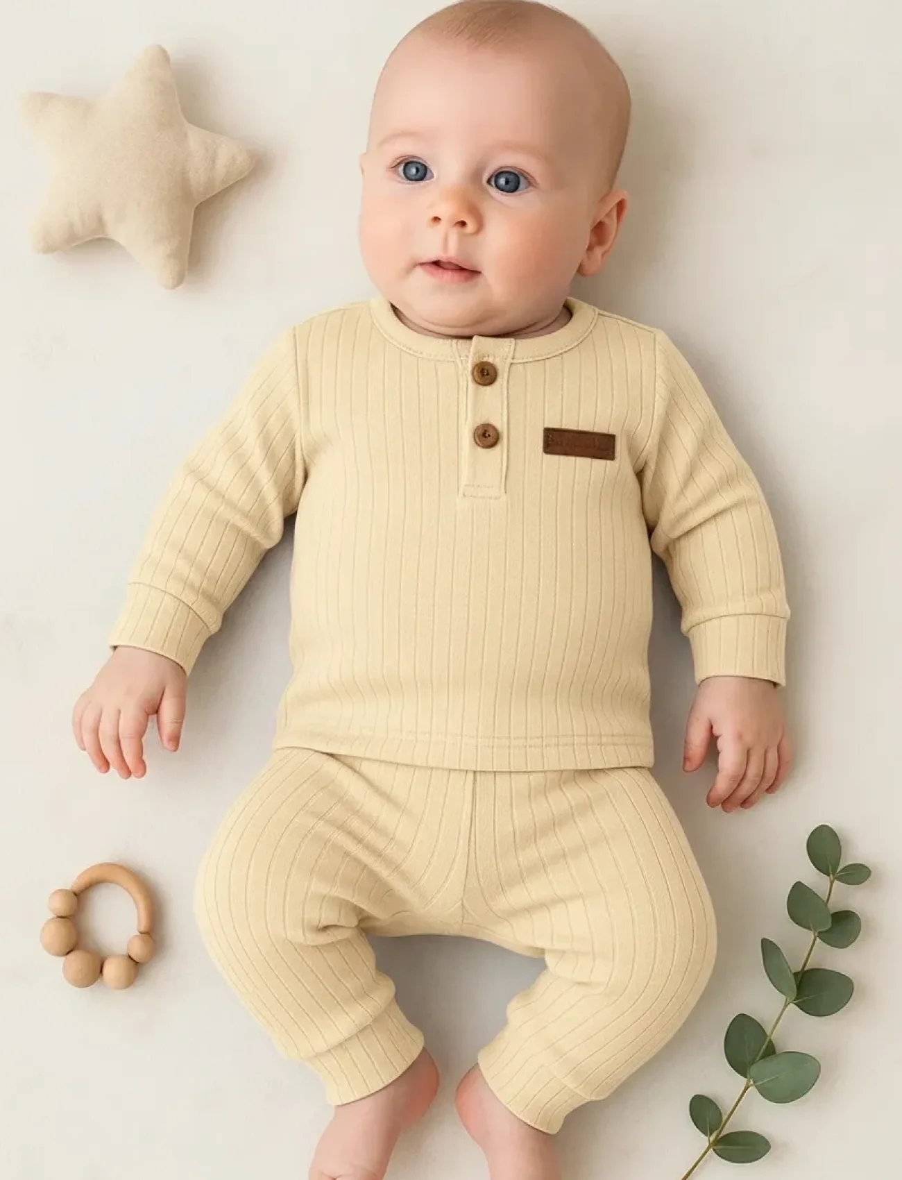 Çizgili Kumaş % 100 Pamuk 2li Unisex Takım