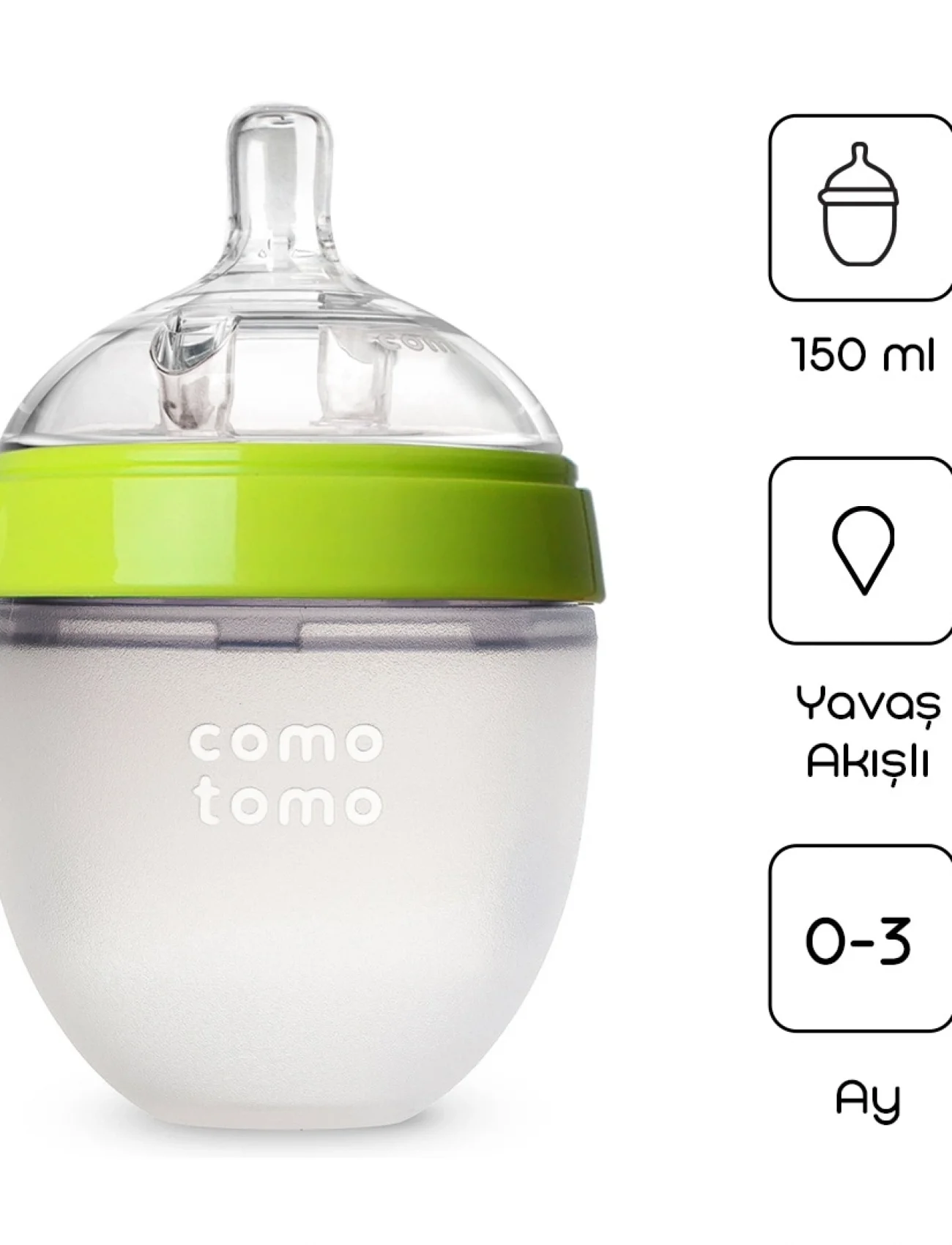 Comotomo Antikolik Silikon Biberon 150 Ml 0-3 Ay Yeşil