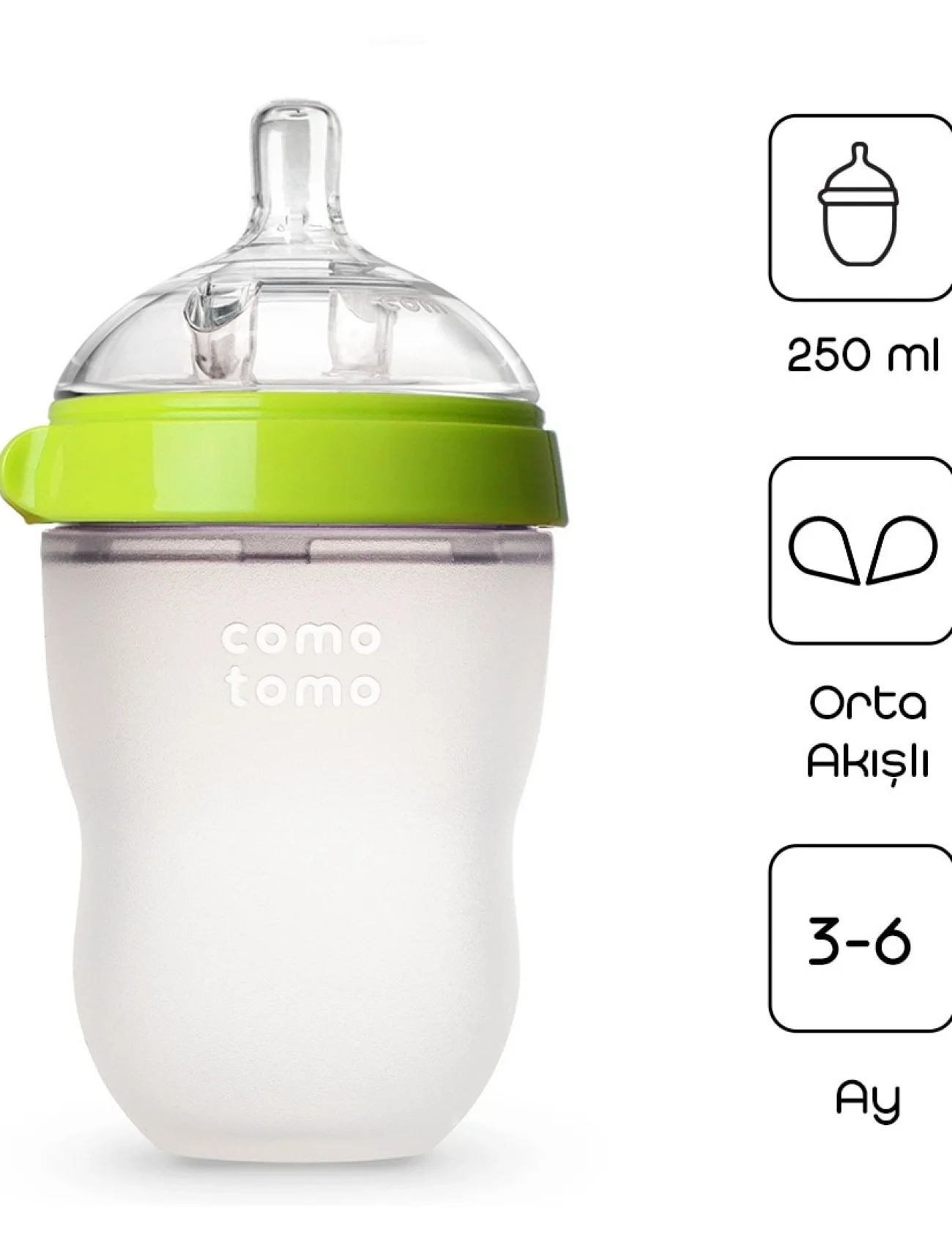 Comotomo Antikolik Silikon Biberon 250 Ml 3-6 Ay Yeşil