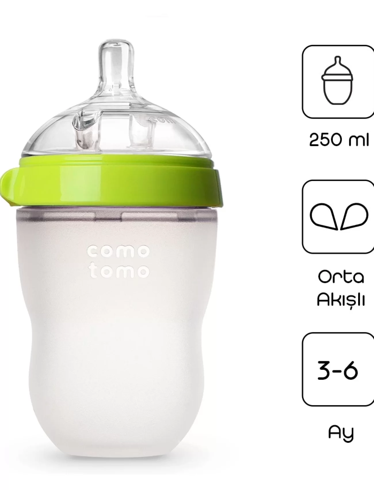 Comotomo Antikolik Silikon Biberon 250 Ml 3-6 Ay Yeşil