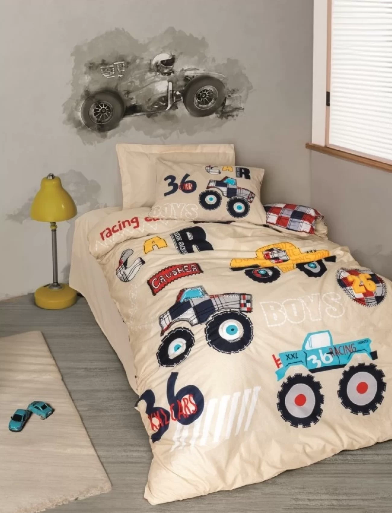 Cotton Box Junior Ranforce Nevresim Takımı Tek Kişilik Cars Bej