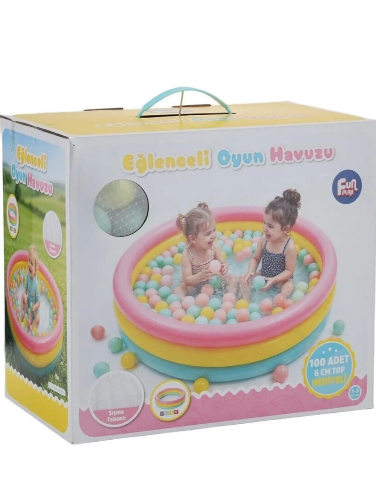 ER-520 FUN PLAY 85CM HAVUZ ÜÇ RENKLİ İÇİNDE 100 ADET 6CM TOPLU