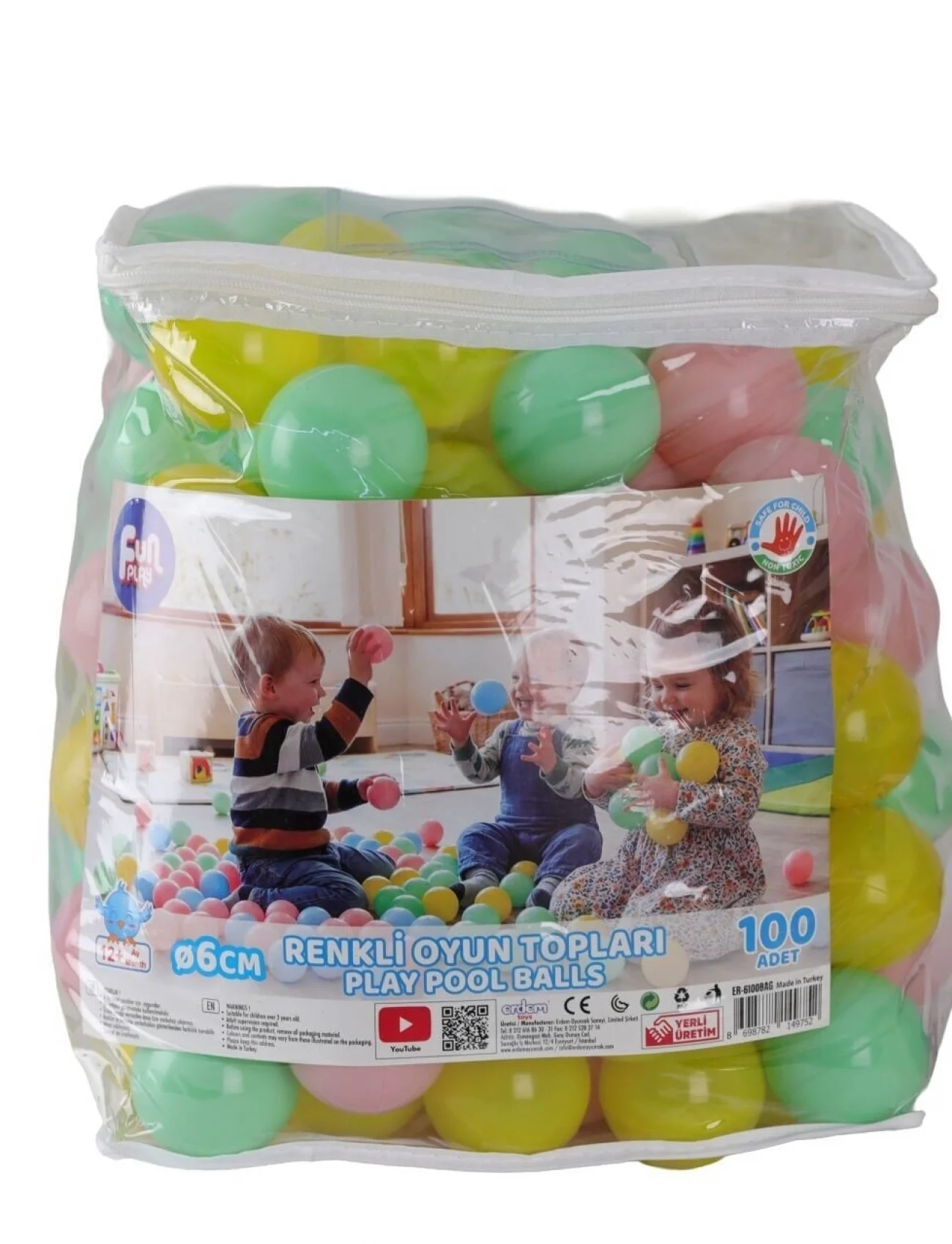 ER-6100BAG FUN PLAY SOFT RENK HAVUZ TOPLARI PVC ÇANTALI