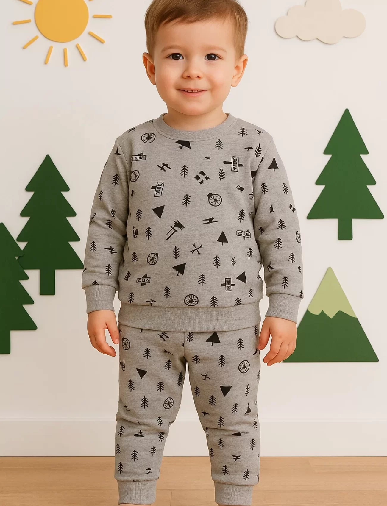 Erkek Bebek Pijama Eşofman Takımı Siyah