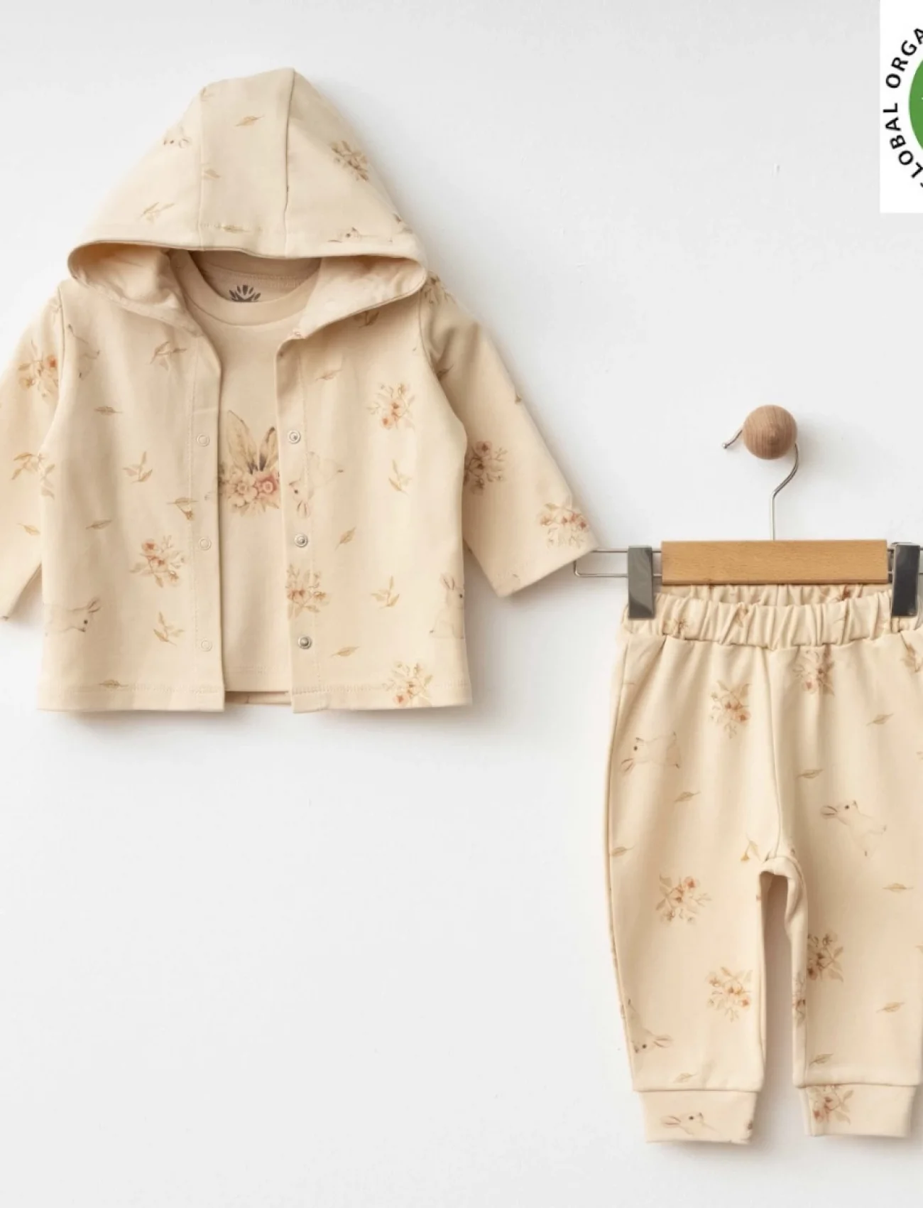 Eslenza Baby Organik 3lü Çizgi Takım 0046 Bej