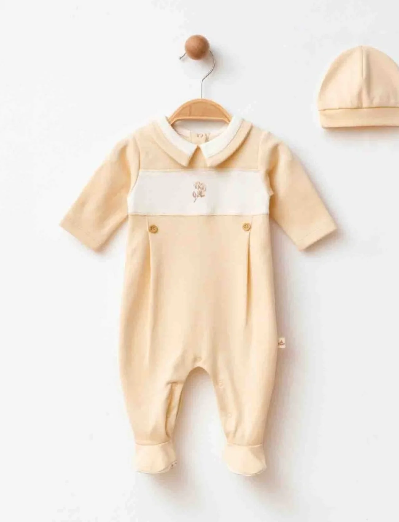 Eslenza Organik Şapkalı Tulum 2241 Bej