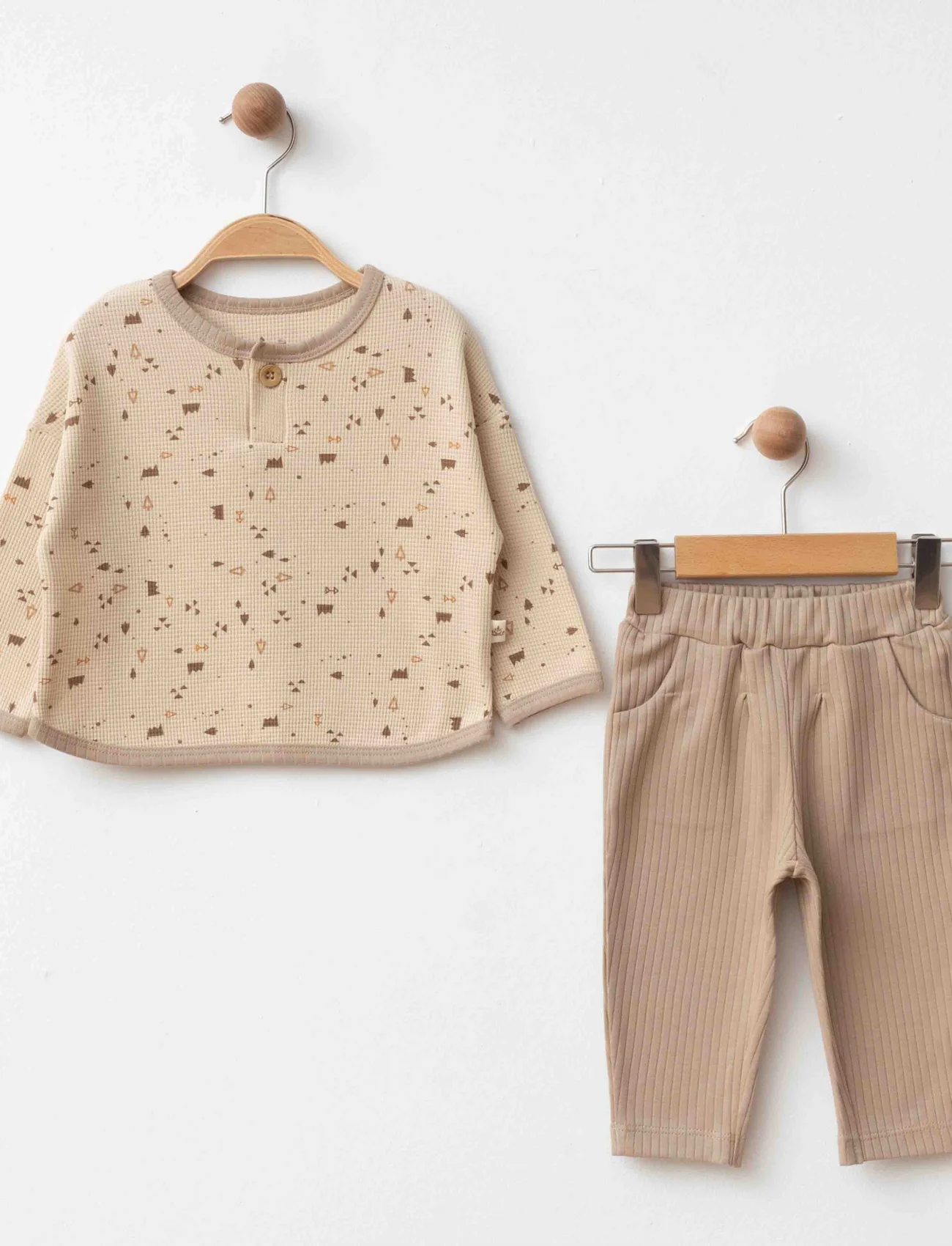 Eslenza Organik Waffle 2li Takım 2080 Bej