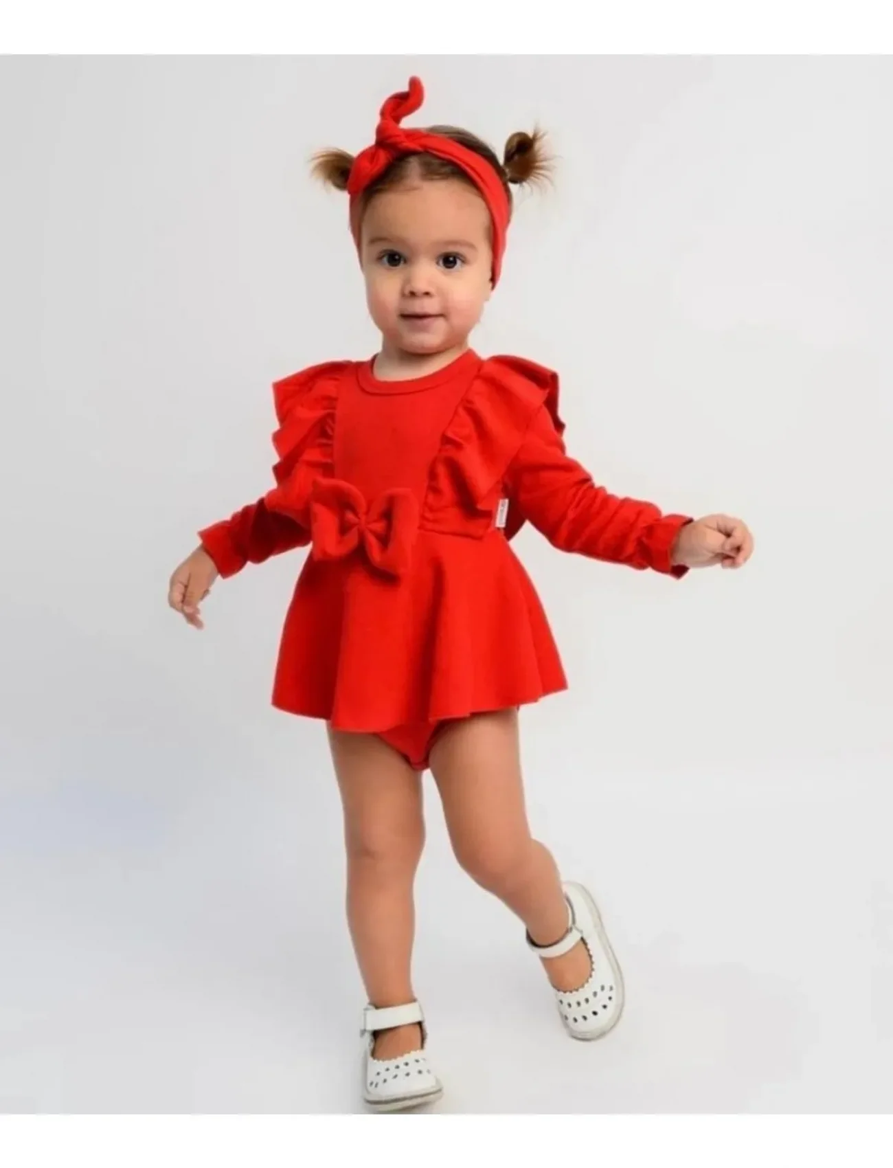 Fiyonklu % 100 Pamuk Kız Bebek Romper