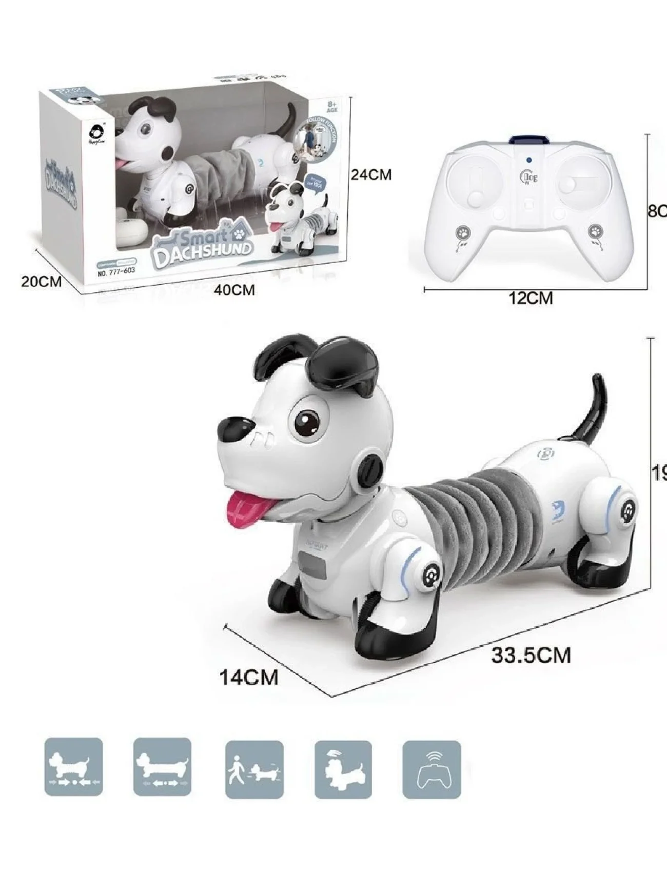 GL-777-603 Uzaktan Kumandalı Işıklı ve Sesli Sevimli Akıllı Köpek -Vardem Oyuncak