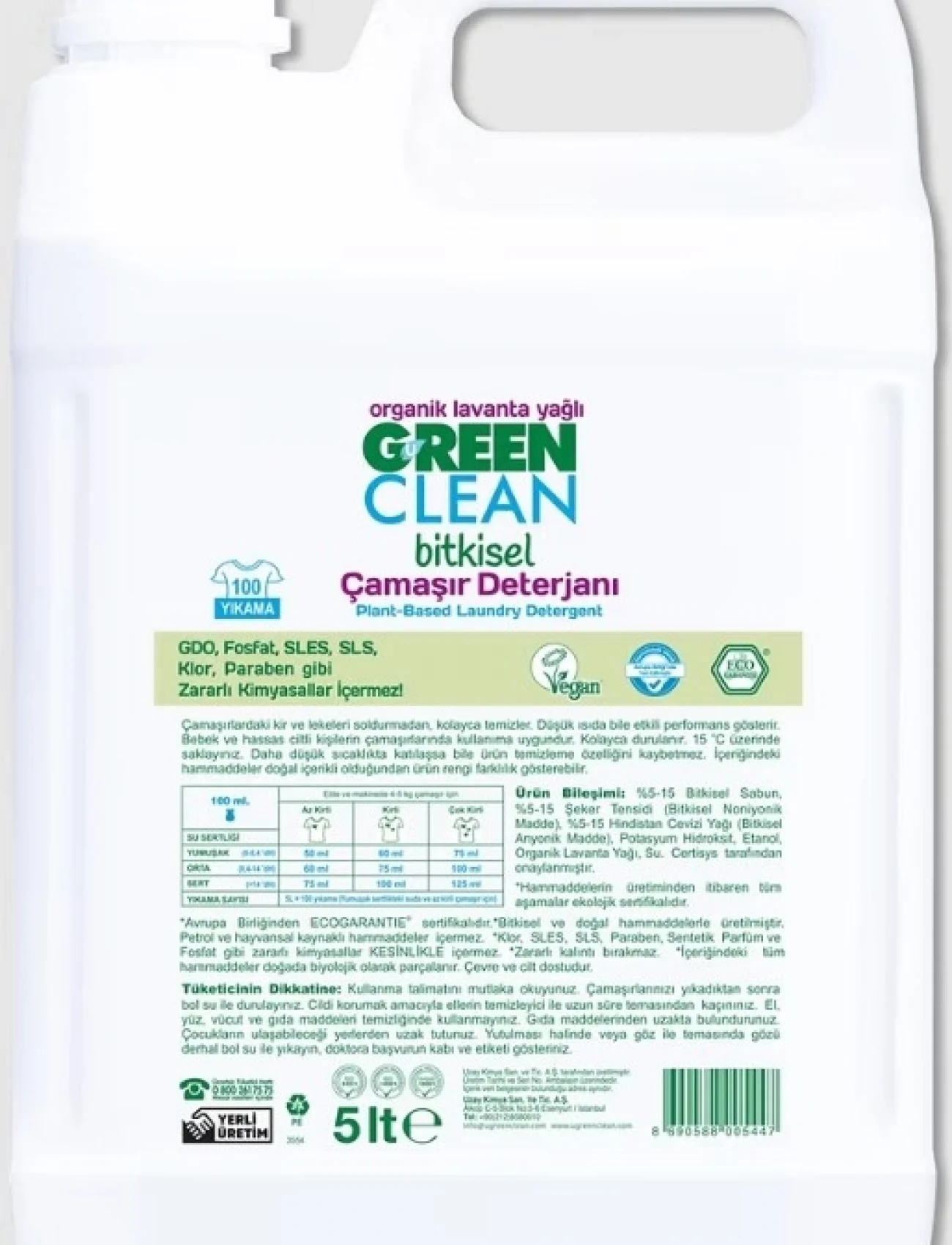 Green Clean Bitkisel Çamaşır Deterjanı 5lt