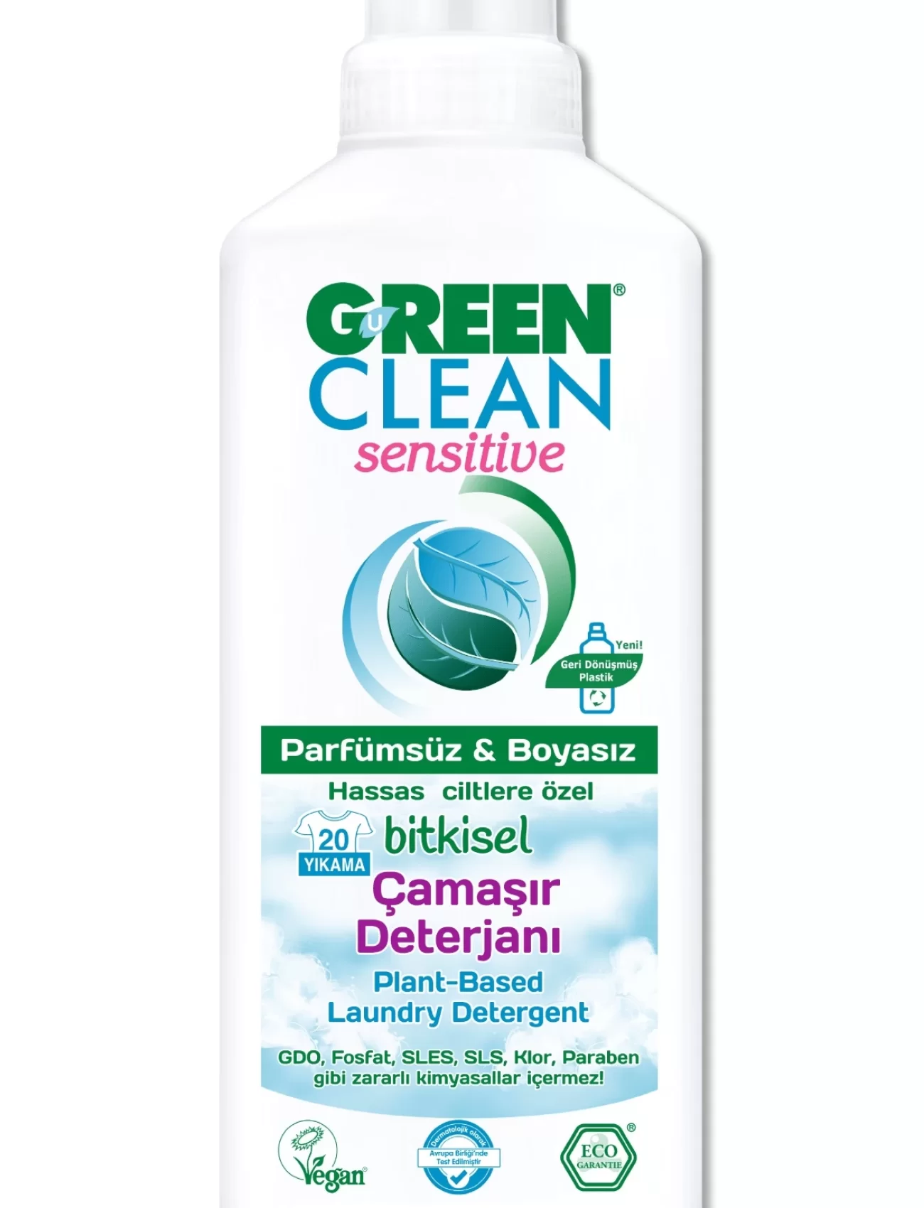 Green Clean Sensitive Parfümsüz Bitkisel Çamaşır Deterjanı 1000 Ml