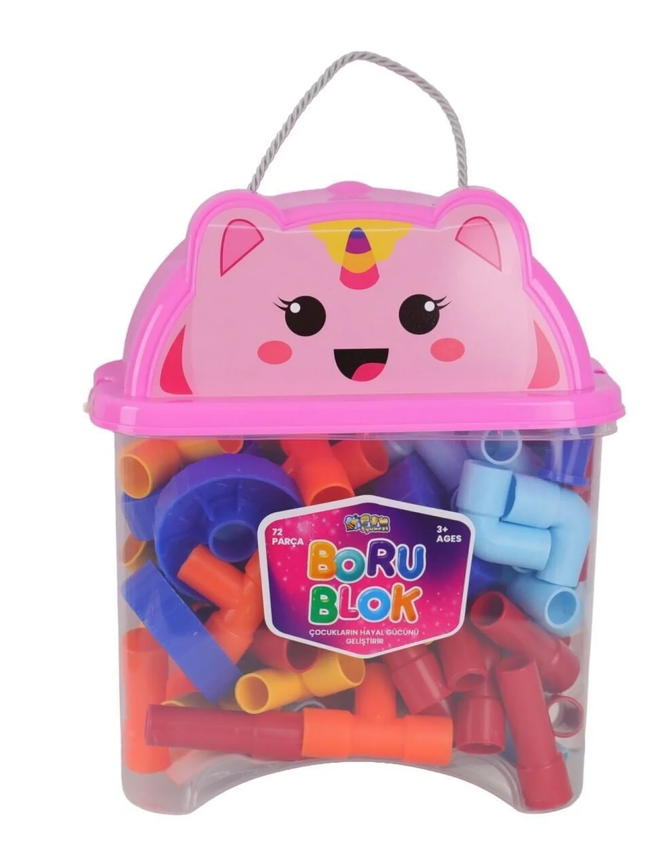 HC1044 HAYVAN FİGÜRÜ KAPAKLI KAPTA 72 PARÇA BORU BLOK