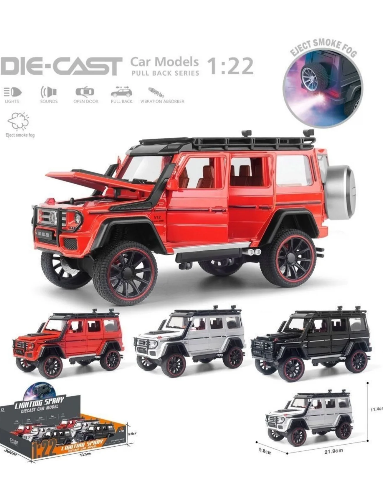 HCL-501A Çek Bırak 1:22 Sesli Ve Işıklı Buharlı G-Lüx Metal Jeep