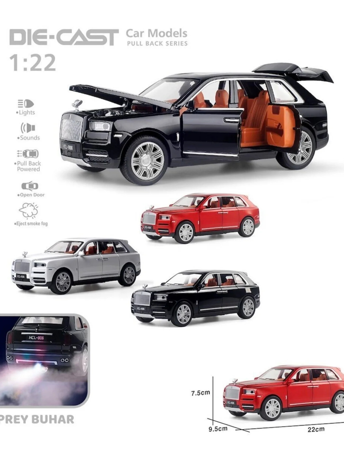 HCL-506 KUT CB 1 22 SESLİ VE IŞIKLI BUHARLI RR LUX JEEP(Belirtilen fiyat, tekli satış için adet fiyatıdır.)