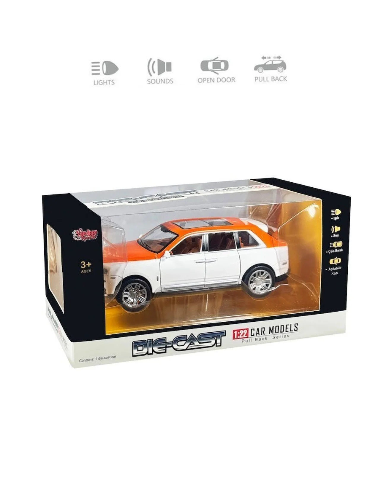 HCL806 Çek Bırak 1:22 Sesli ve Işıklı Metal Araba