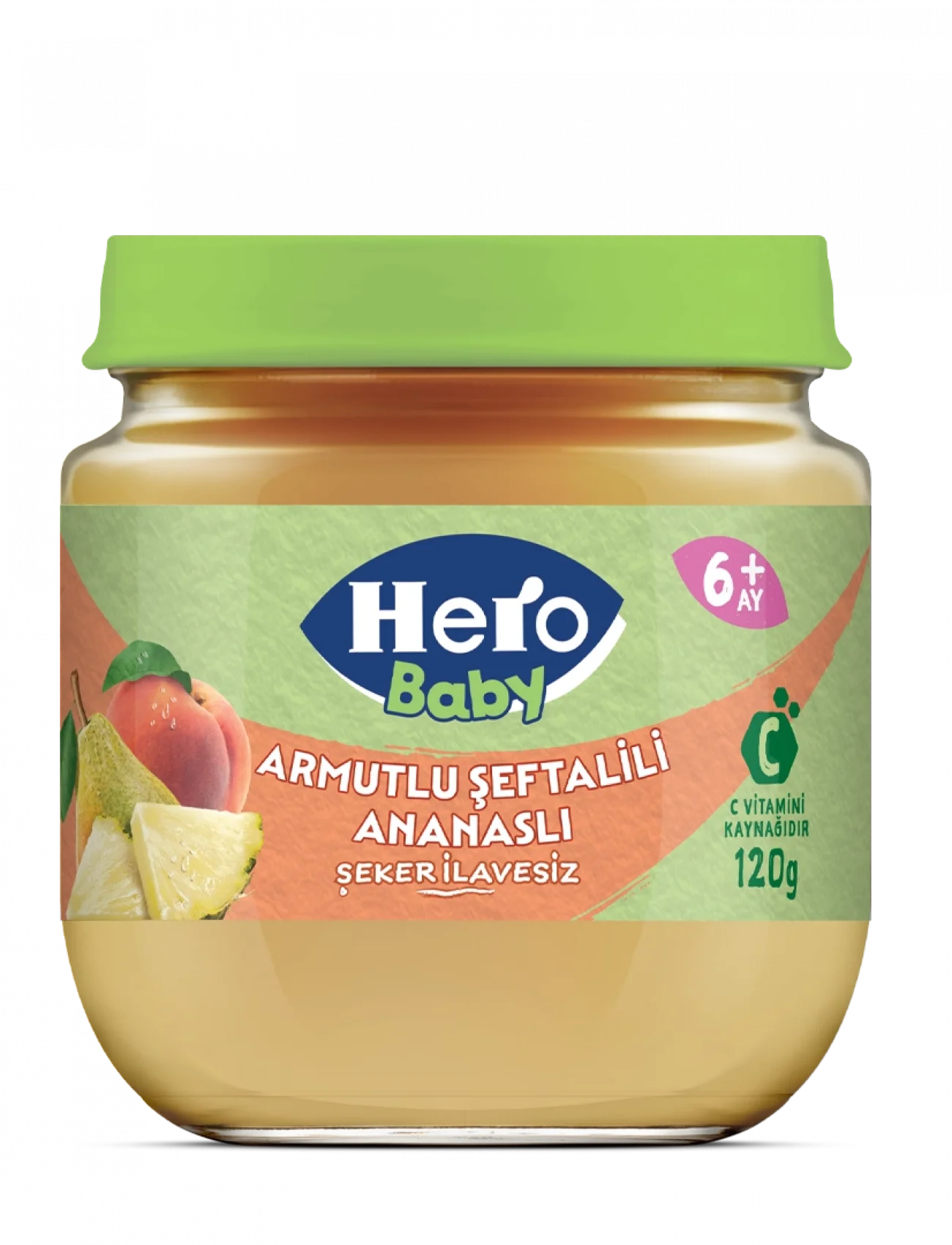Hero Baby Armutlu Şeftalili Ananaslı Kavonoz Mama 120 Gr