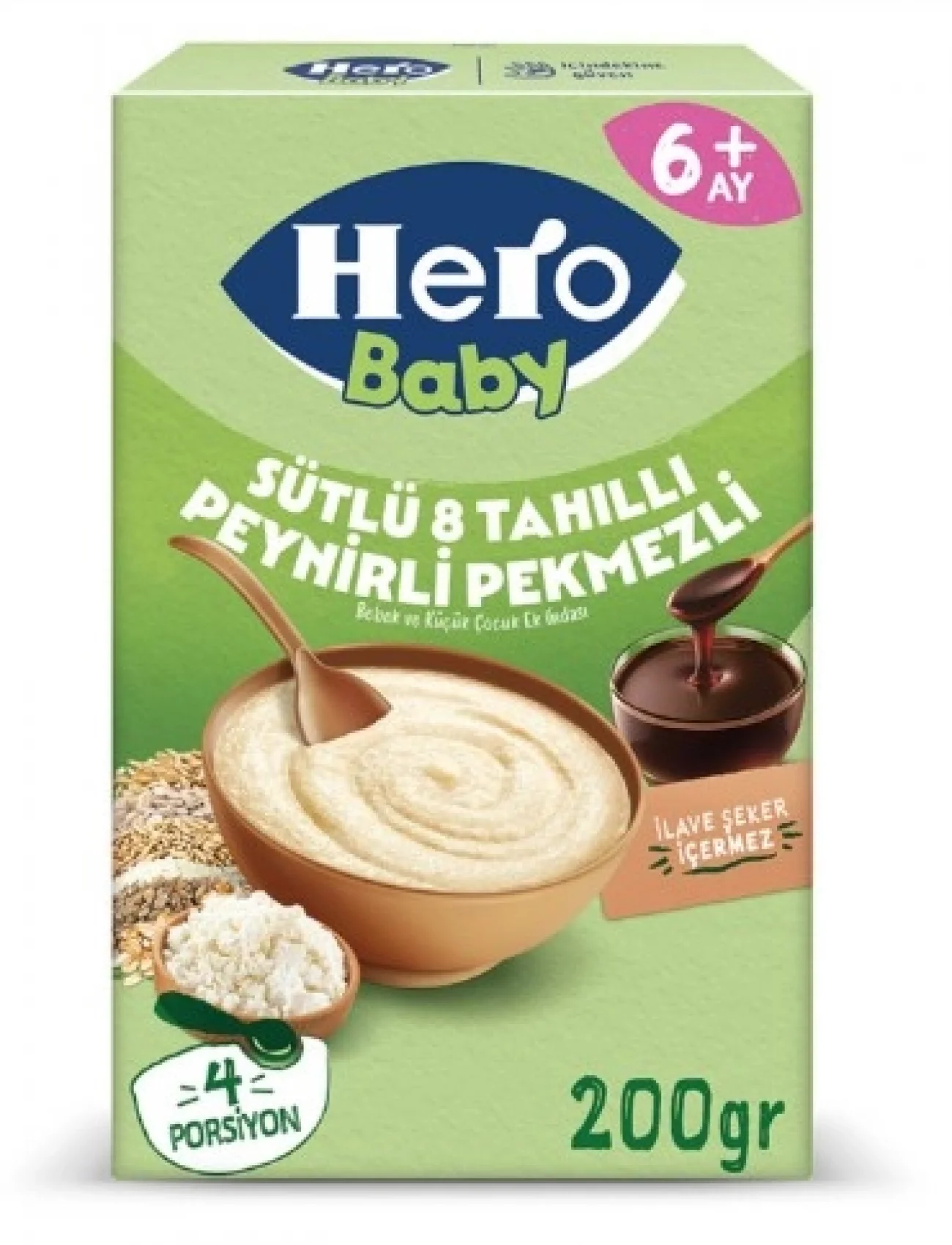 Hero Baby Sütlü 8 Tahıllı Peynirli Pekmezli Kaşık Mama 200 Gr