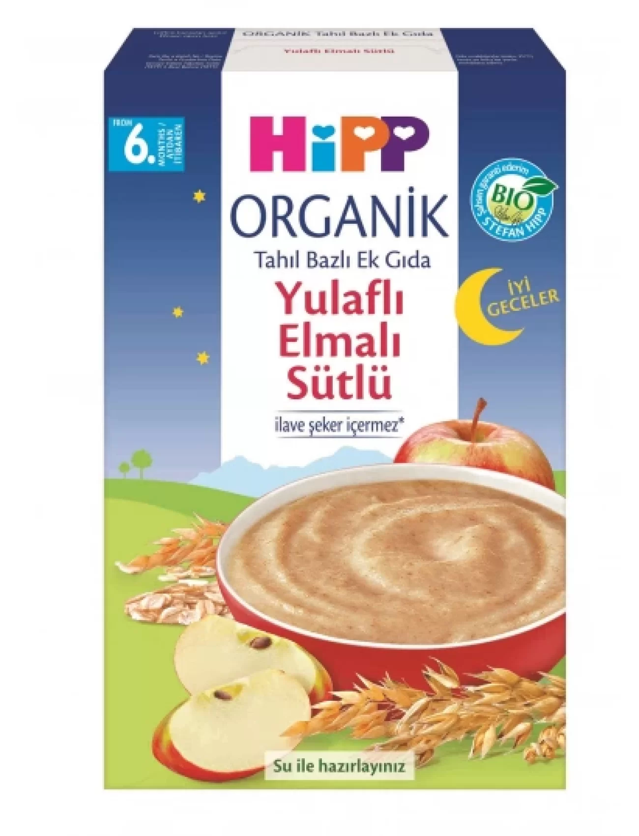 Hipp Organik İyi Geceler Sütlü Yulaflı Elmalı Tahıl Bazlı Ek Gıda 250 Gr