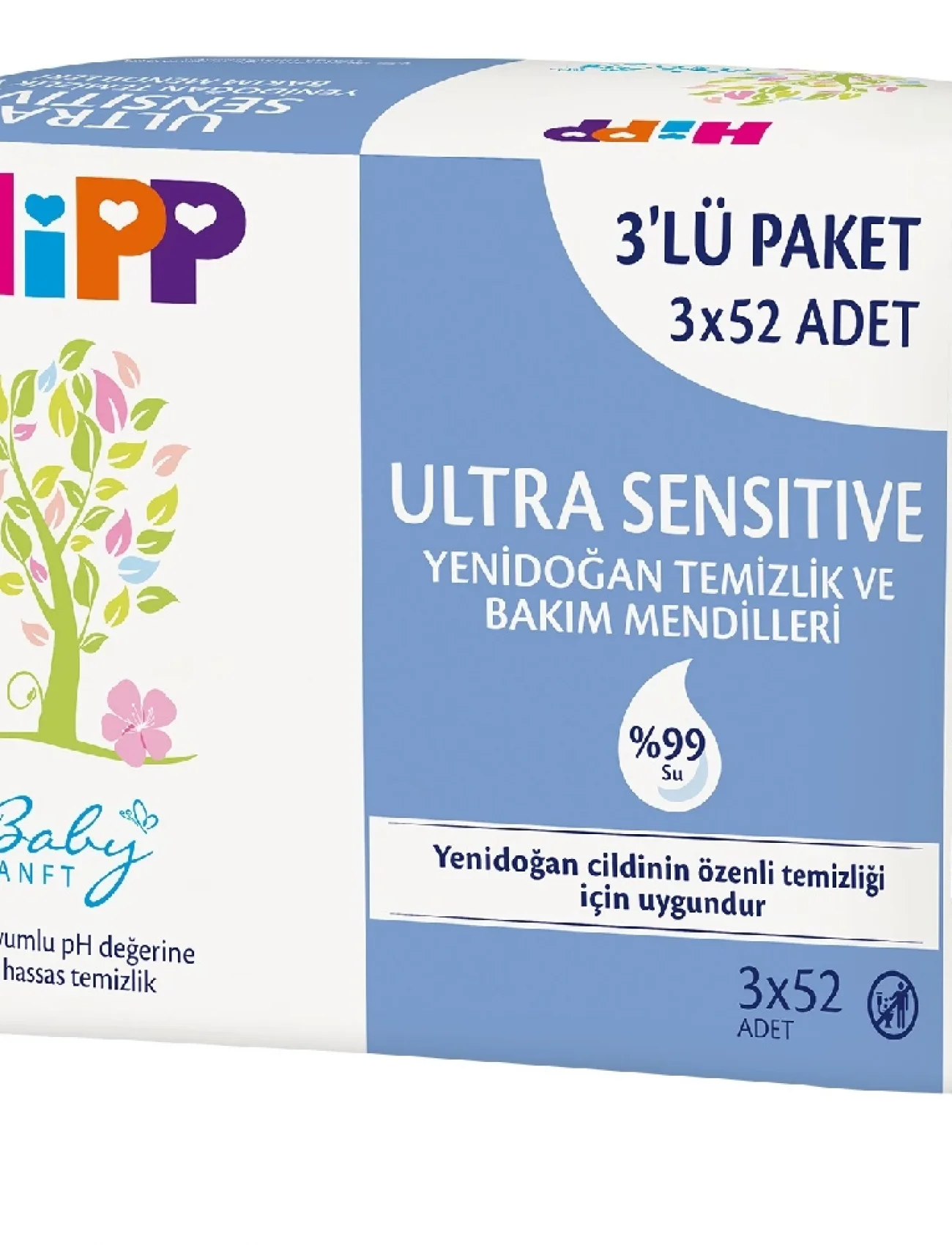 Hipp Ultra Sensitive Yenidoğan Temizlik Ve Bakım Mendili 3lü 156 Yaprak
