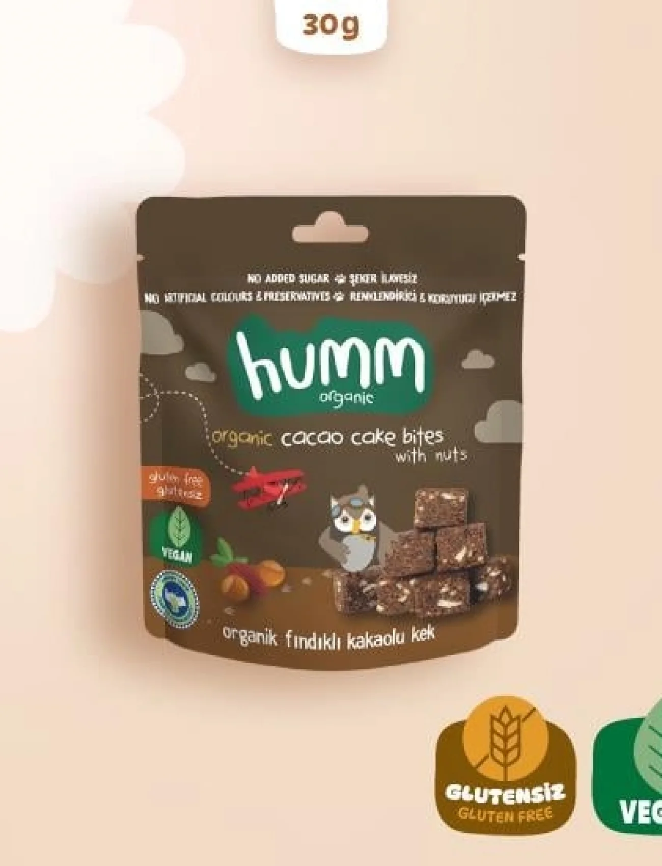 Humm Organik Fındıklı Kakaolu Vegan Kek 30 Gr