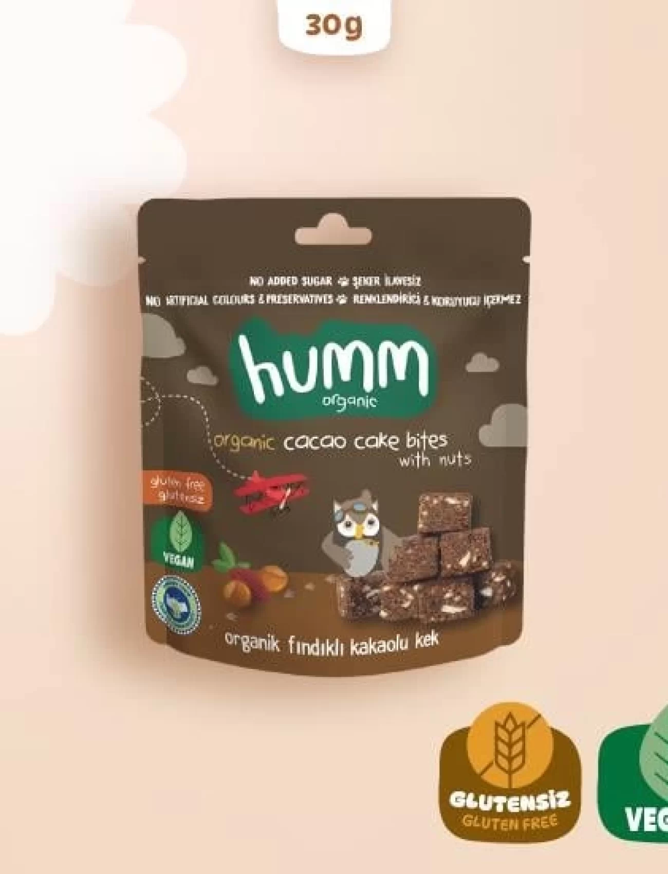 Humm Organik Fındıklı Kakaolu Vegan Kek 30 Gr