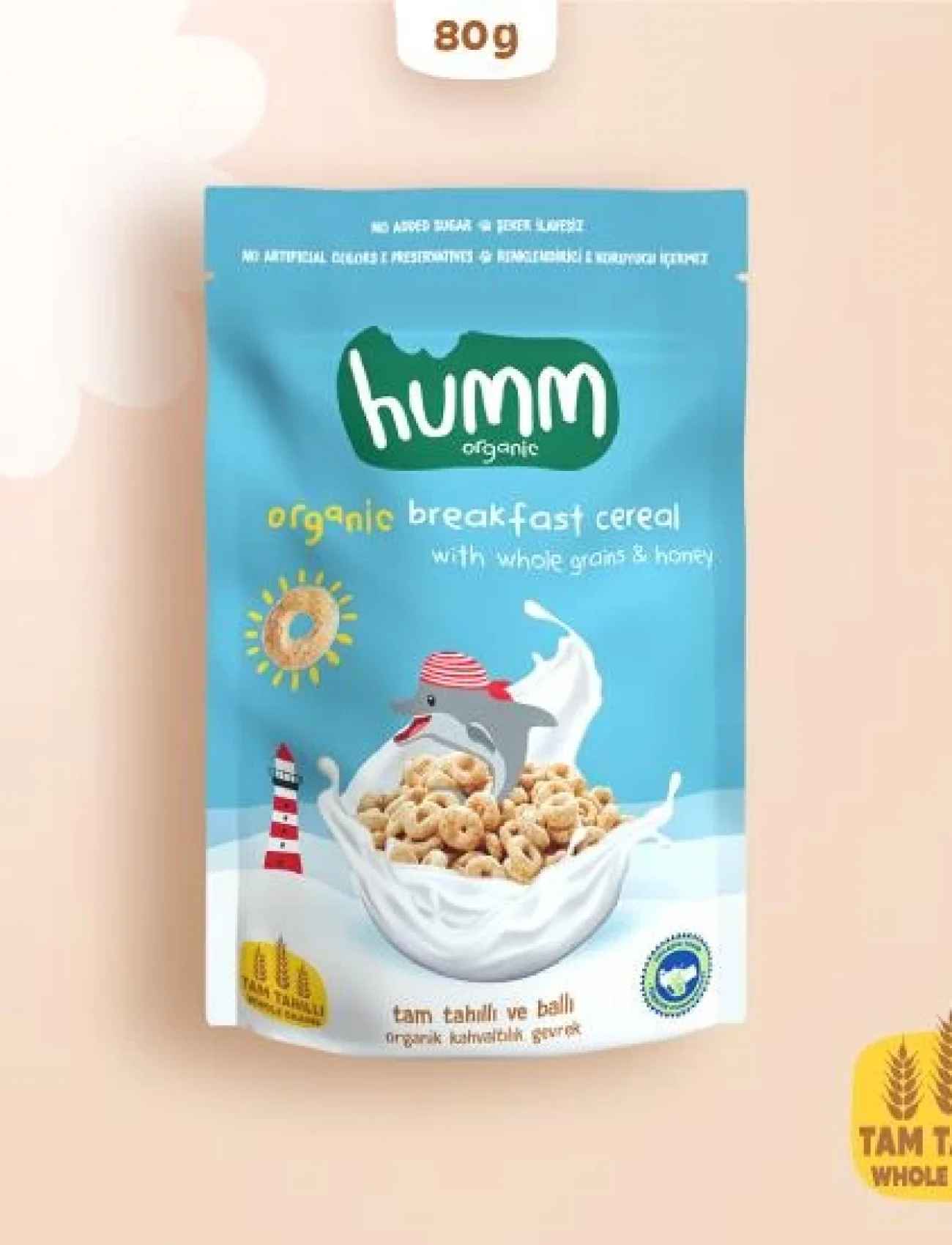 Humm Organik Tam Tahıllı ve Ballı Kahvaltılık Gevrek 80 Gr