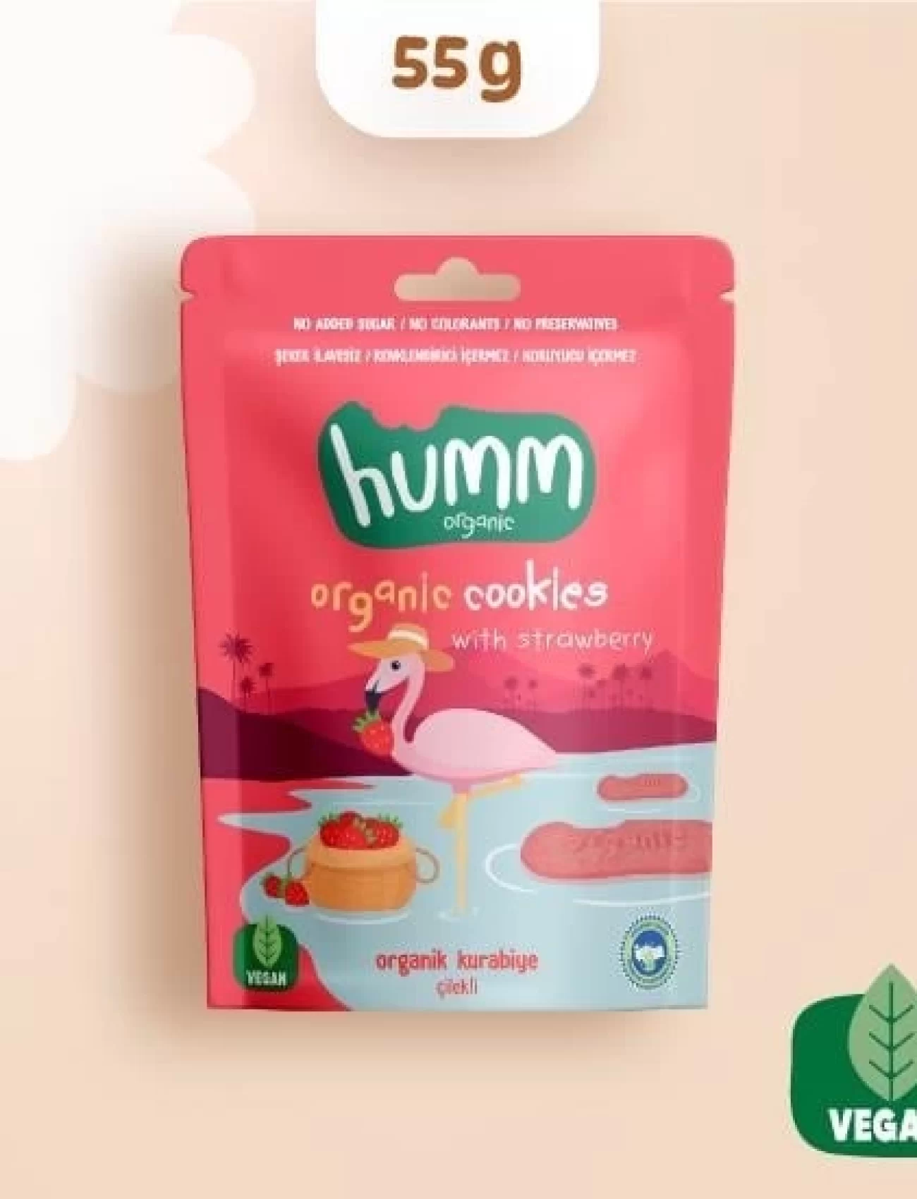 Humm Organik Vegan Çilekli Kurabiye 55 Gr