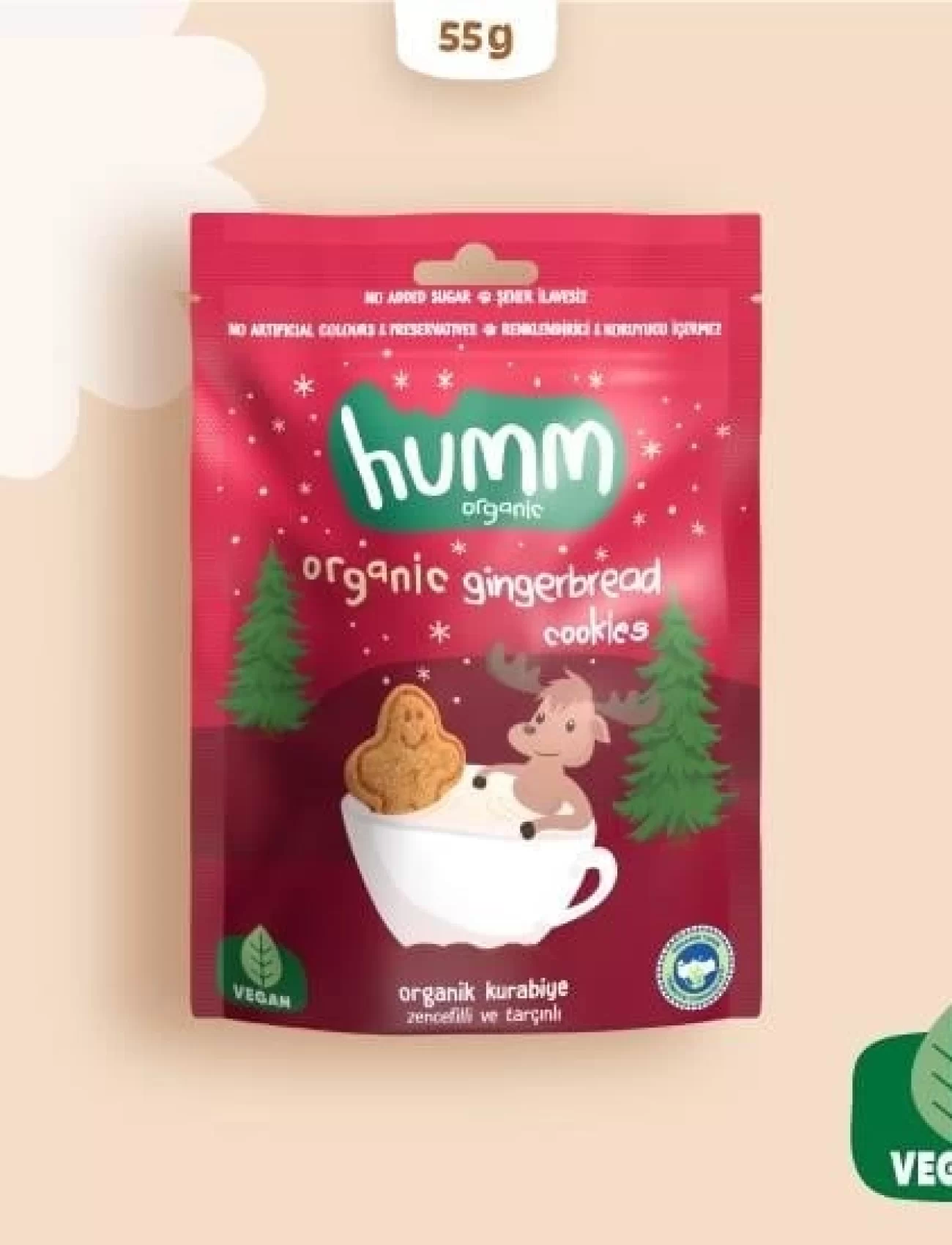 Humm Organik Zencefilli ve Tarçınlı Vegan Kurabiye 55 Gr