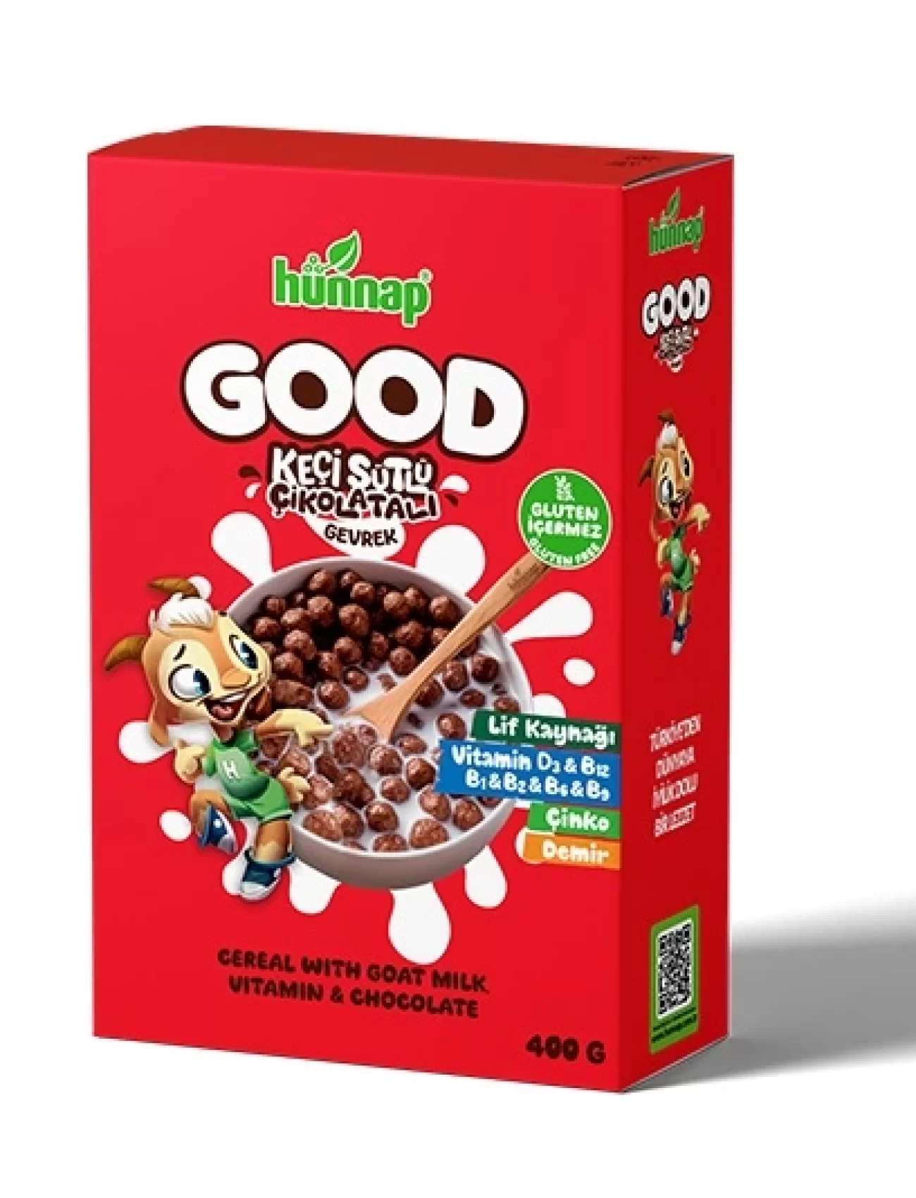 Hünnap Keçi Sütlü Çikolata Ve Vitamin Tahıllı Glutensiz Gevrek 400 Gr