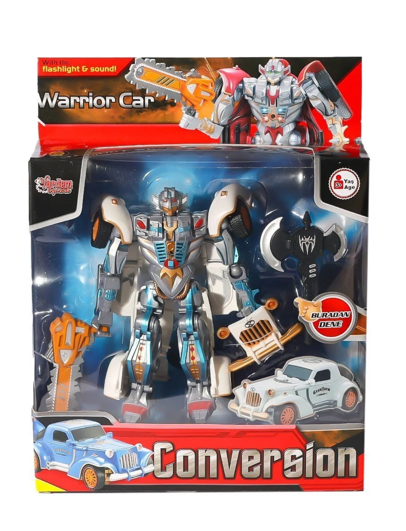 HW-668-1-2 Işıklı Dönüşebilen Robot Araba -Vardem
