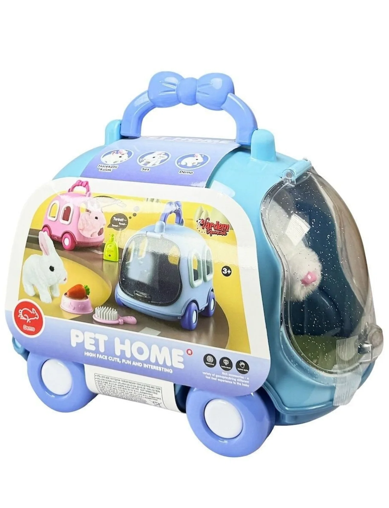 JND-6800 Taşıma Araba Çantalı Hareketli Pilli Tavşan Set -Vardem Oyuncak