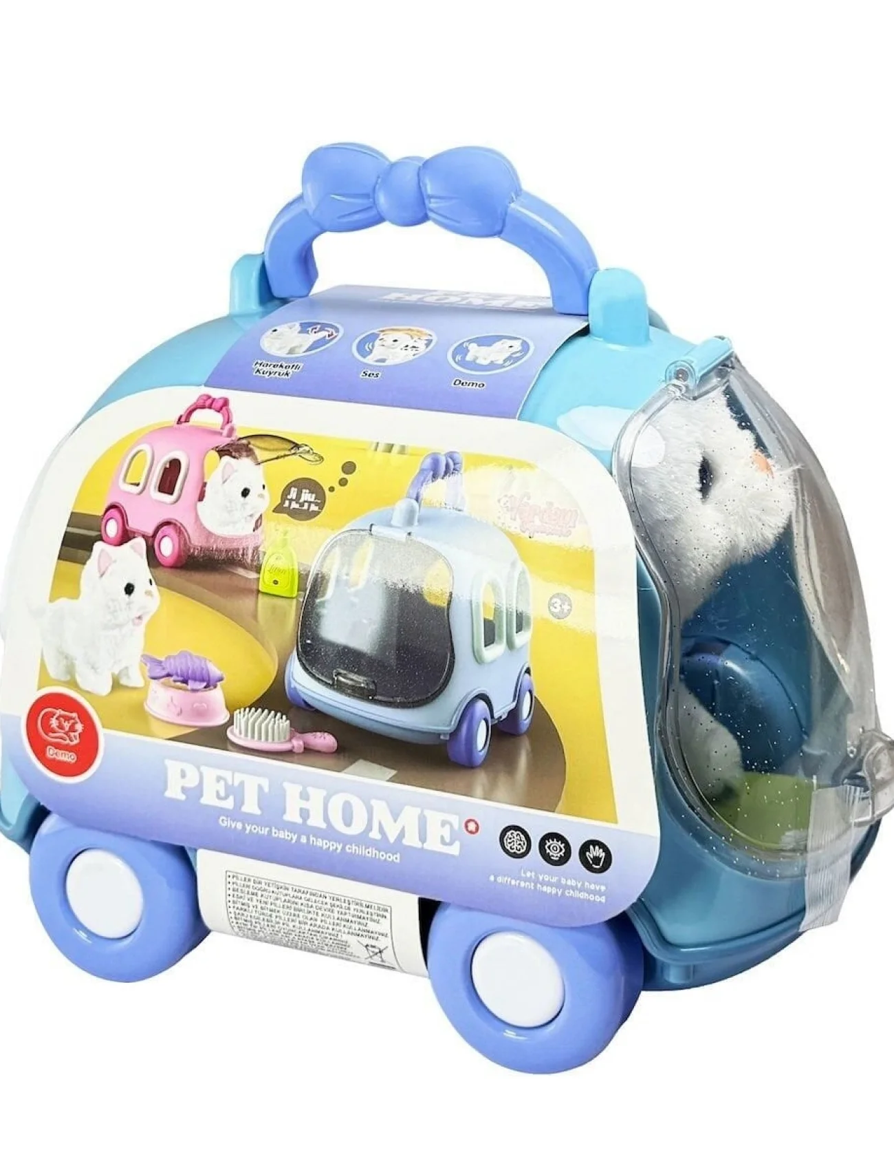 JND-6801 Taşıma Araba Çantalı Hareketli Pilli Kedi Set -Vardem Oyuncak