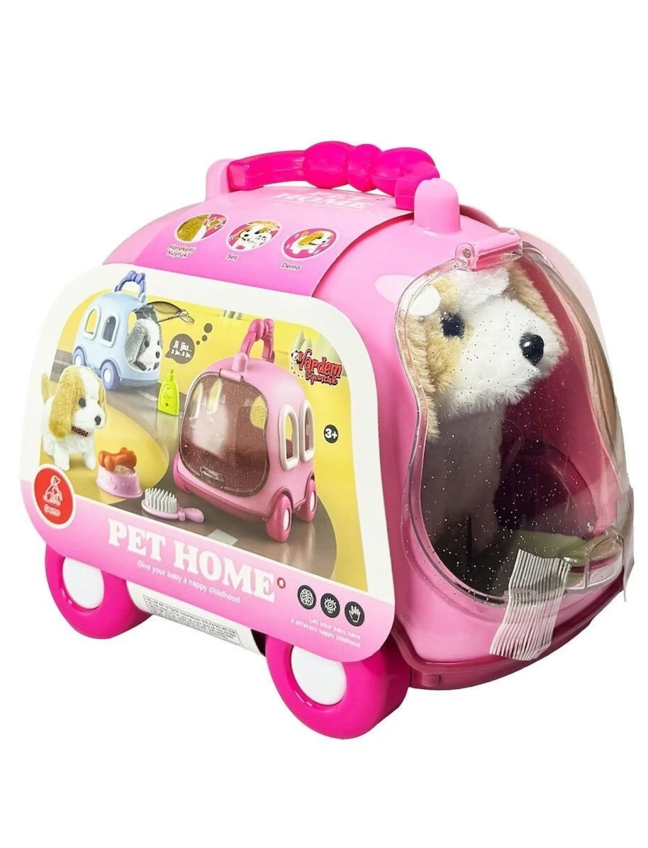 JND-6802 Taşıma Araba Çantalı Hareketli Pilli Köpek Set -Vardem Oyuncak