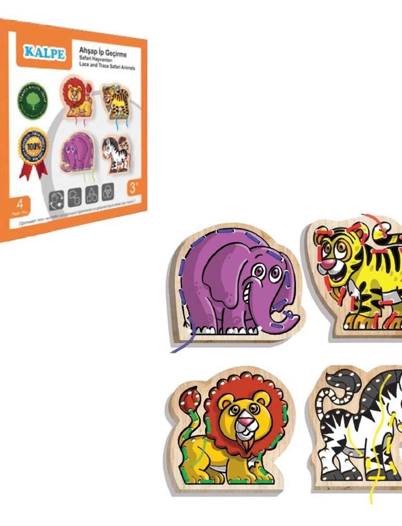 KAL-1019-1020 Chiva, Ahşap İp Geçirme- Safari Hayvanlar