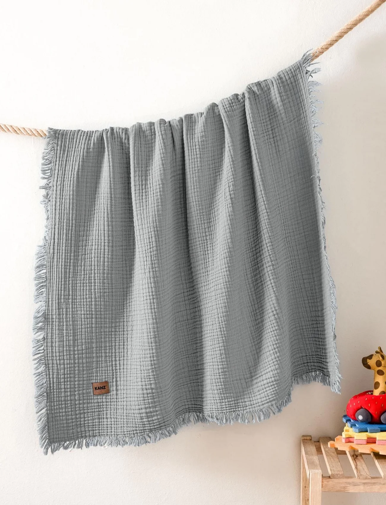 Kanz Bebek 4 Kat Müslin Örtü Knz-027 Gri