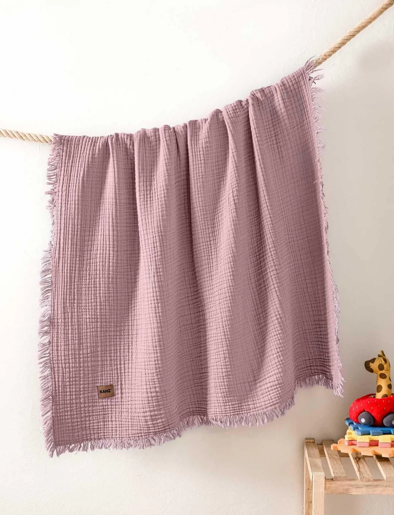 Kanz Bebek 4 Kat Müslin Örtü Knz-027 Gül Kurusu