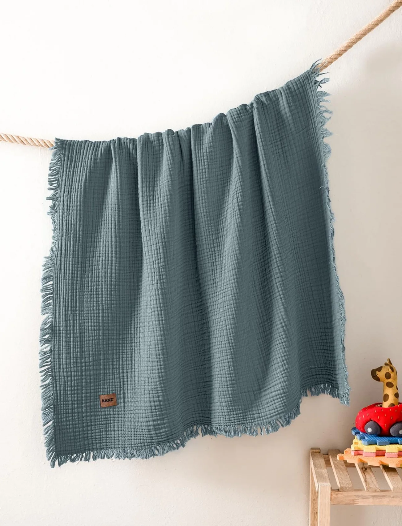 Kanz Bebek 4 Kat Müslin Örtü Knz-027 İndigo