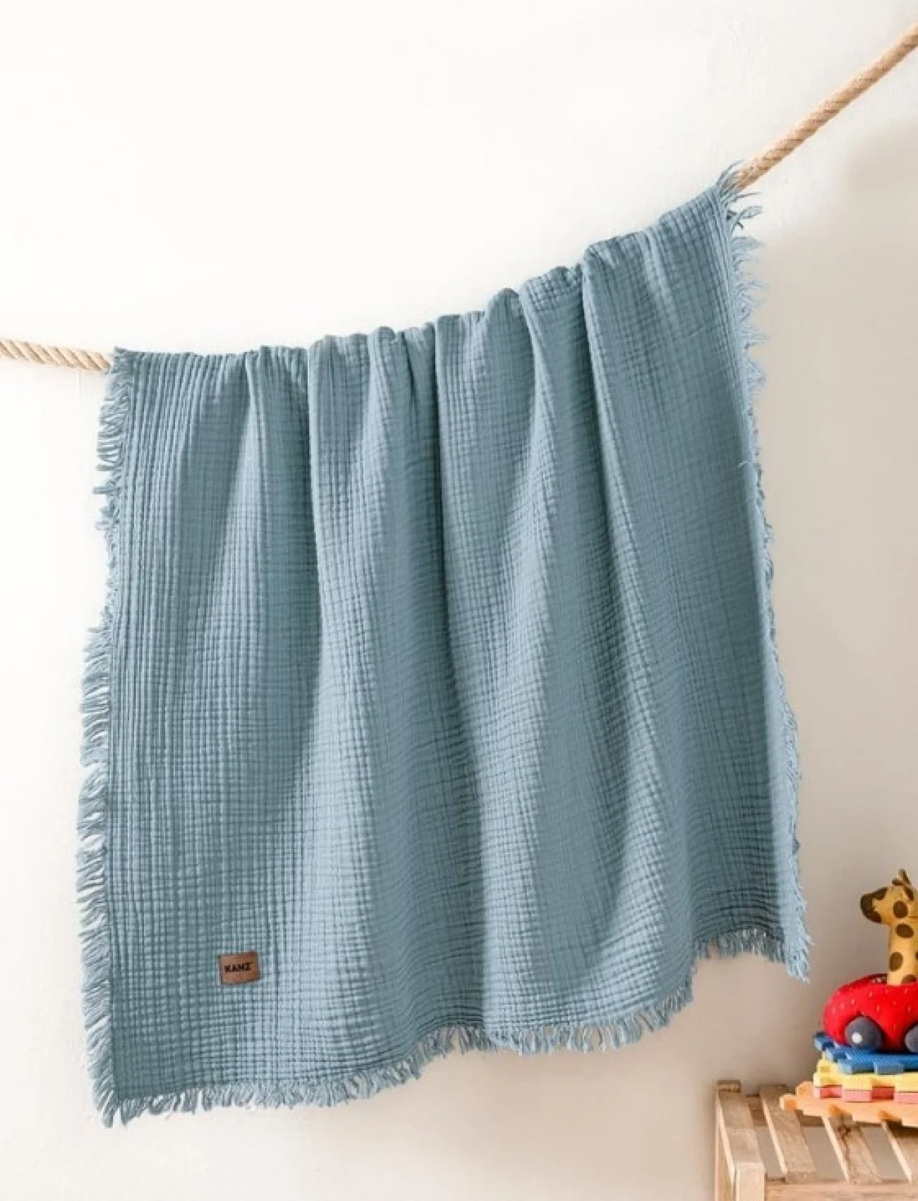 Kanz Bebek 4 Kat Müslin Örtü Knz-027 Mavi