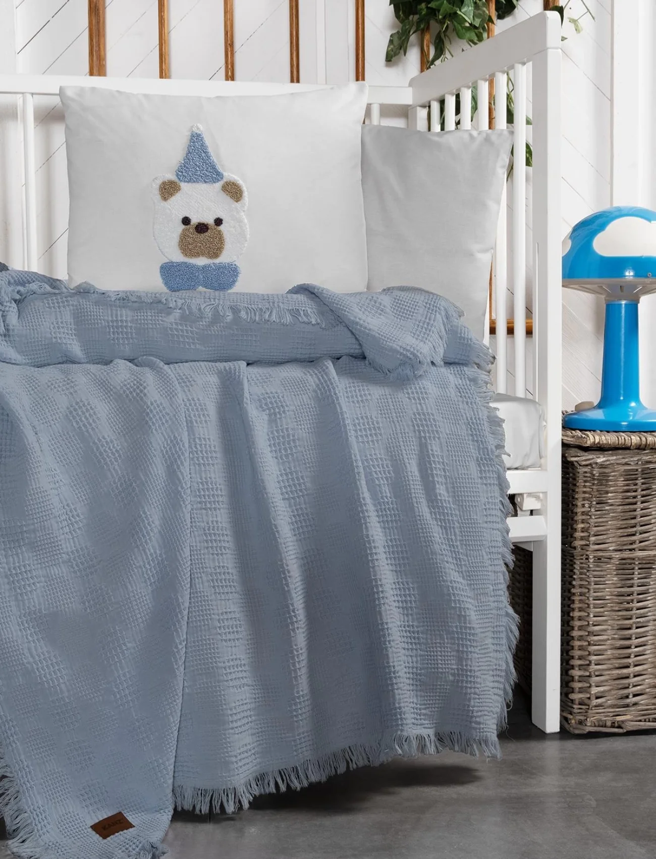 Kanz Bebek Waffle Müslin Nakışlı Pike Knz-021 Teddy