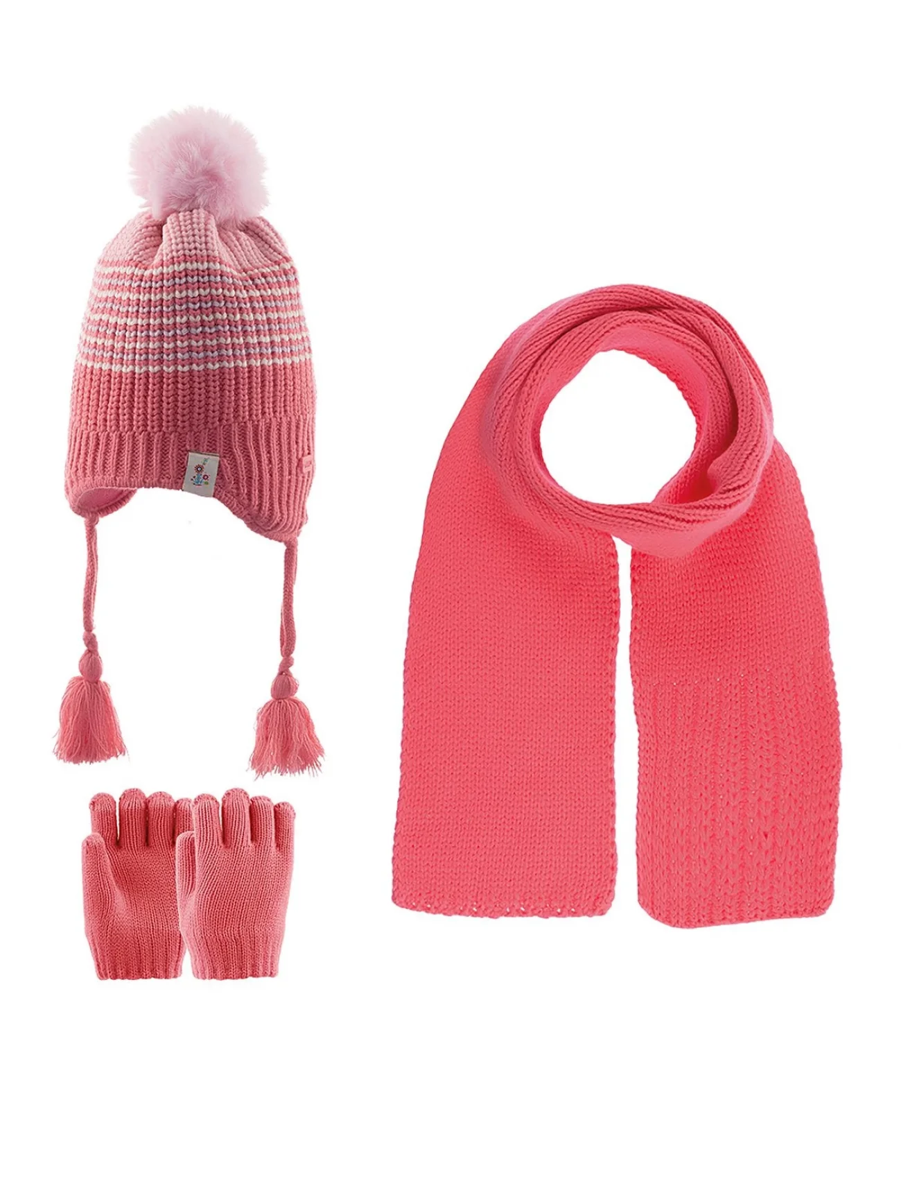 Kitti Kız Atkı Bere Eldiven Takım (1-4 Yaş) K23160-03 Koyu Pembe