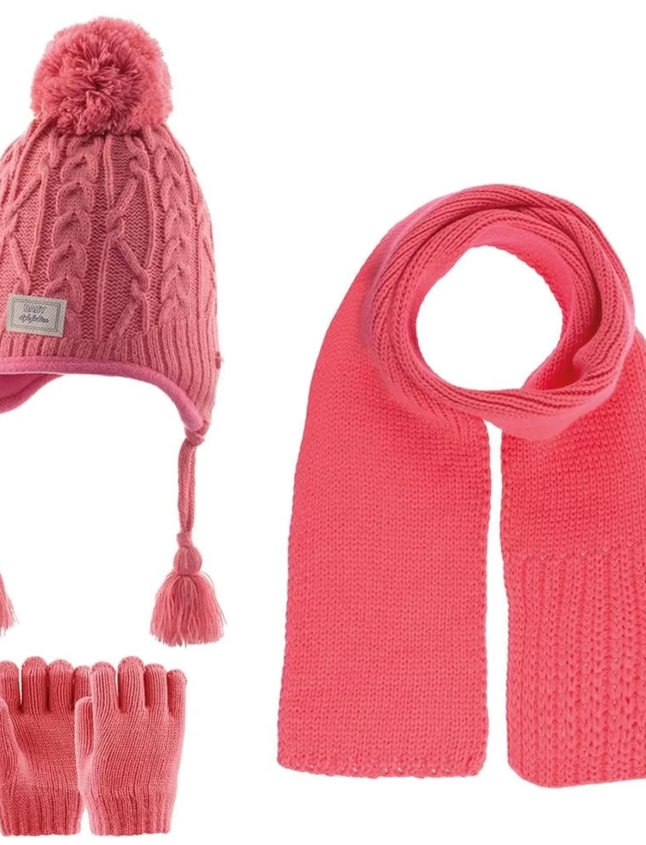 Kitti Kız Atkı Bere Eldiven Takım (1-4 Yaş) K23160-04 Koyu Pembe