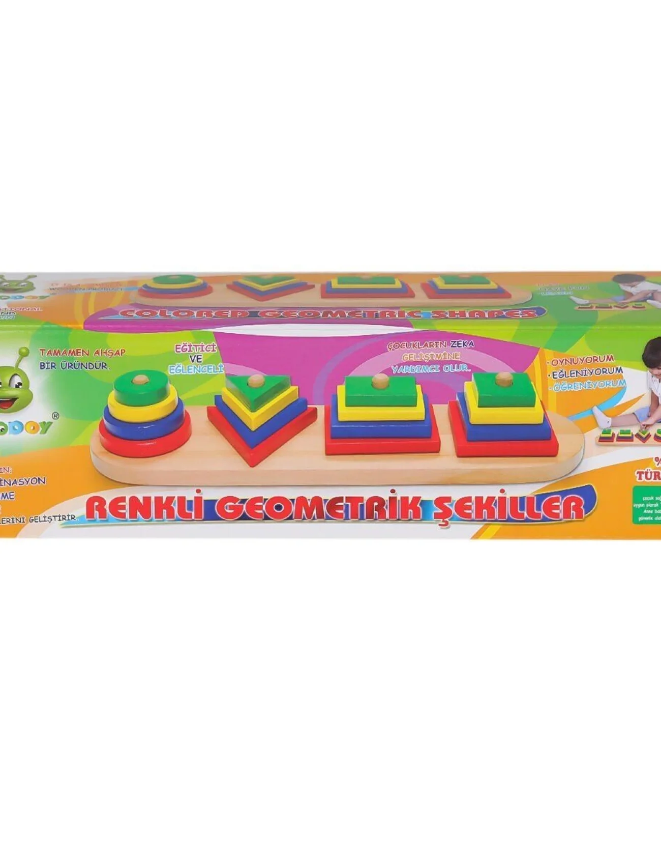 KR006 Woodoy Renkli Geometrik Şekiller -Karsan  Oyuncak