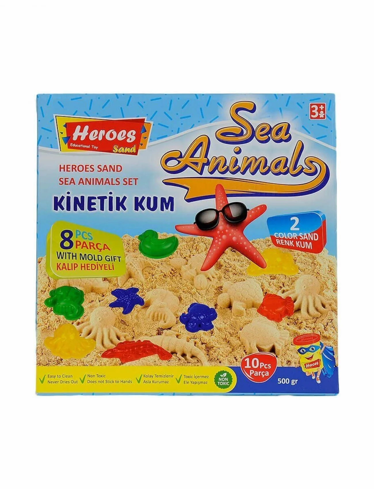 KUM-040 500GR HEROES KİNETİK KUM DENİZ HAYVANLI KALIPLI SET