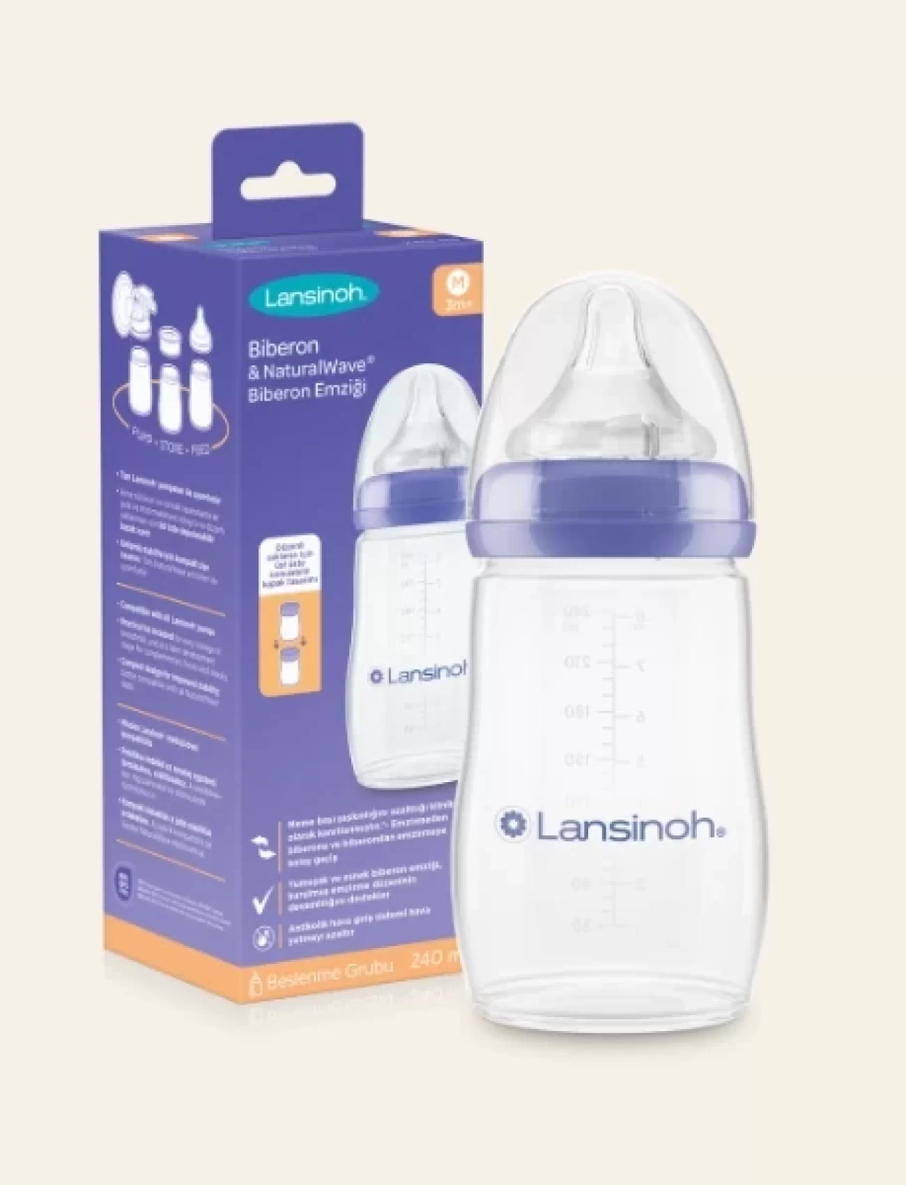 Lansinoh Biberon Natural Wawe Biberon Emziği 240ml