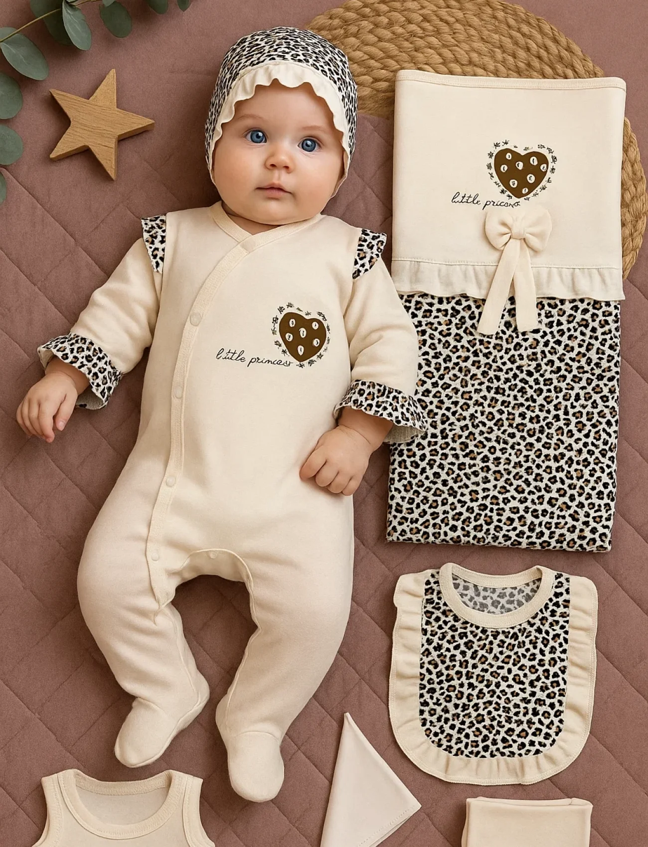 Leopar Desenli 8li Set Yeni Doğan